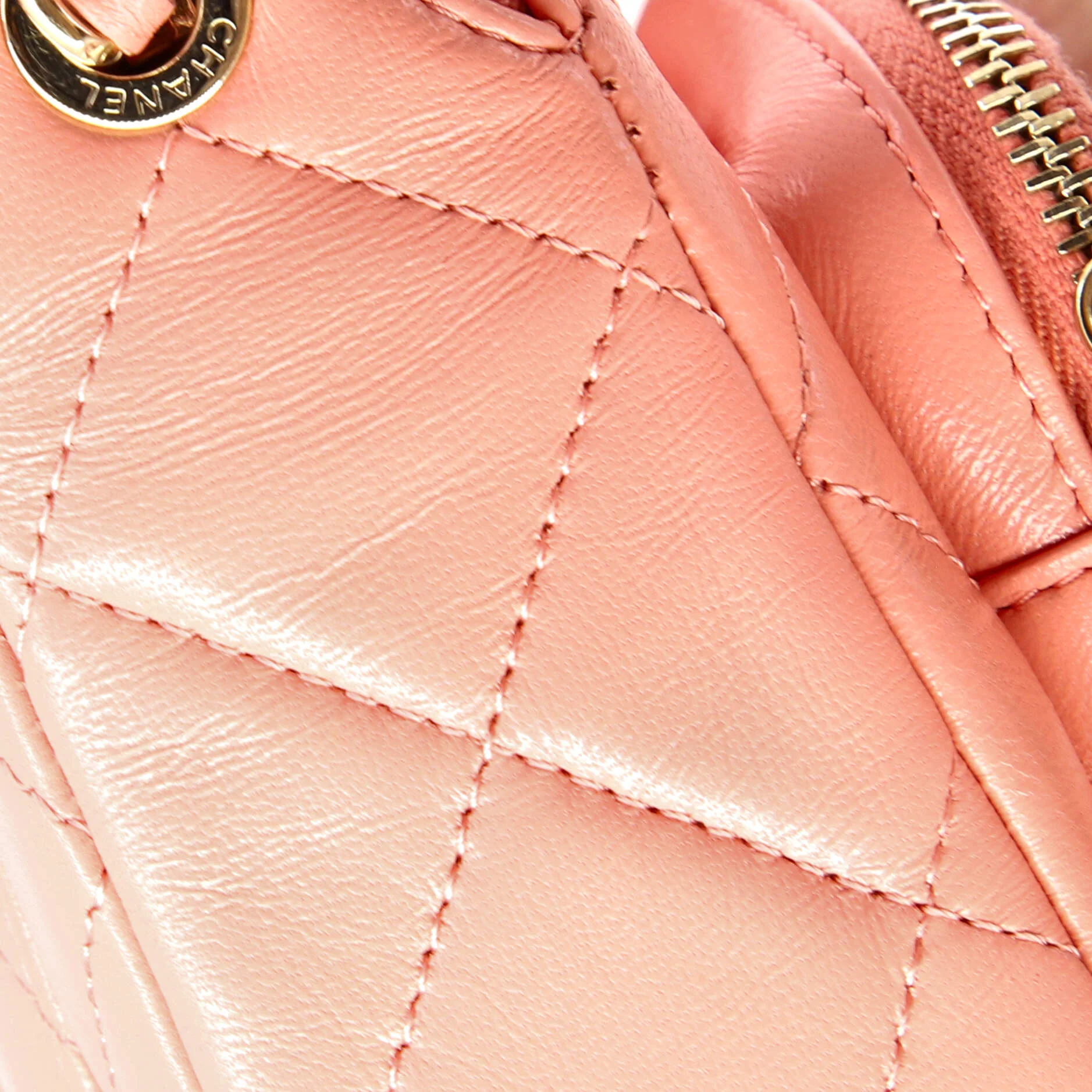CC Front Pocket Zip Clutch with Chain Quilted Lambskin Mini - Image 7