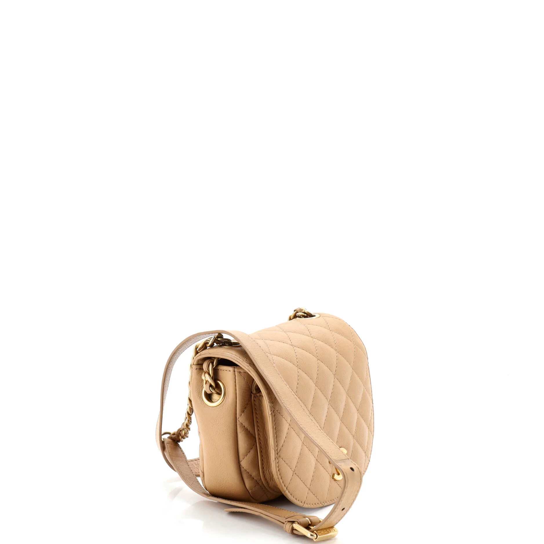 CC Full Flap Saddle Messenger Quilted Calfskin Mini - Image 4