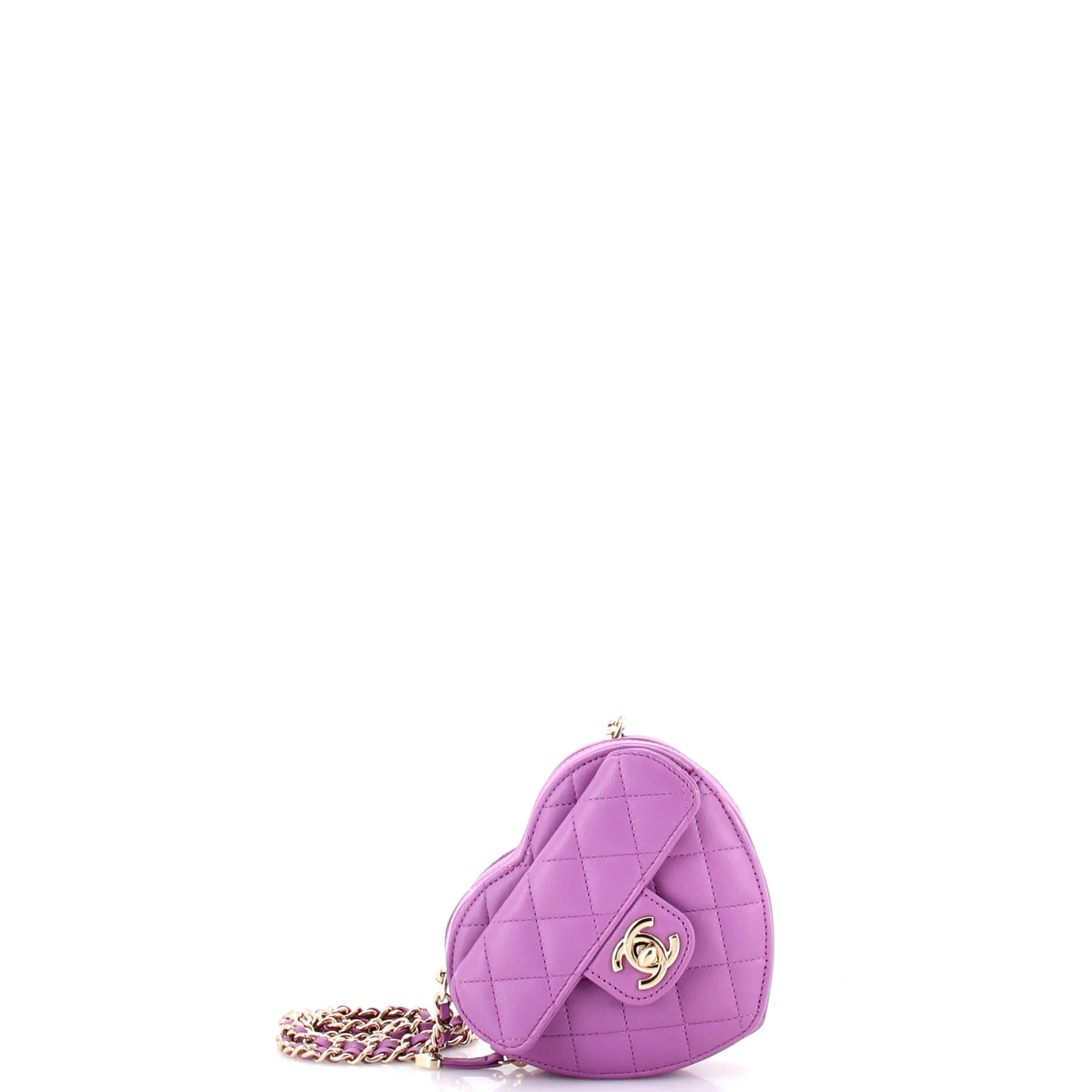CC in Love Heart Clutch with Chain Quilted Lambskin