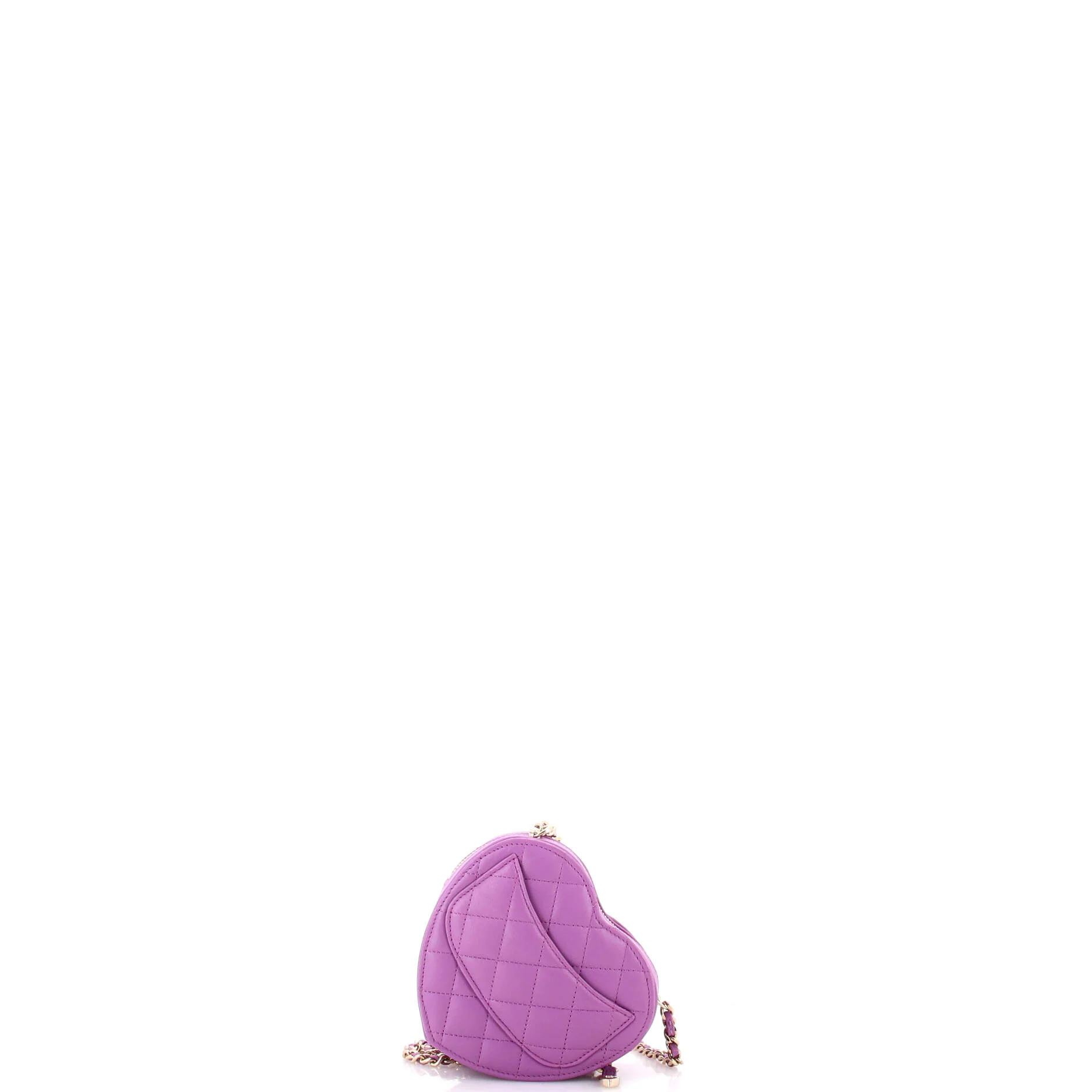 CC in Love Heart Clutch with Chain Quilted Lambskin - Image 3