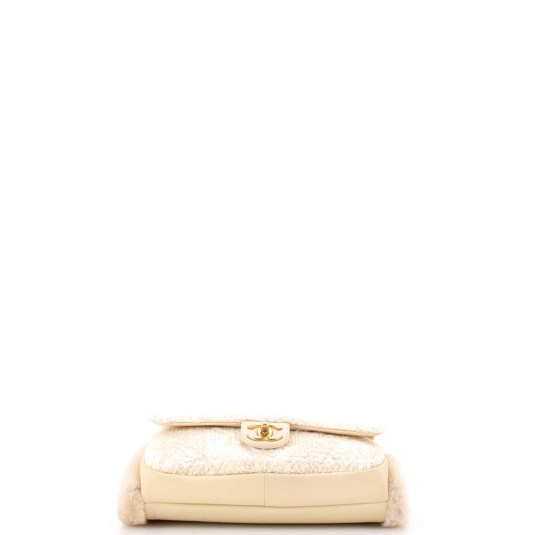 CC Muff Flap Bag Quilted Tweed and Lambskin with Shearling Jumbo - Image 4