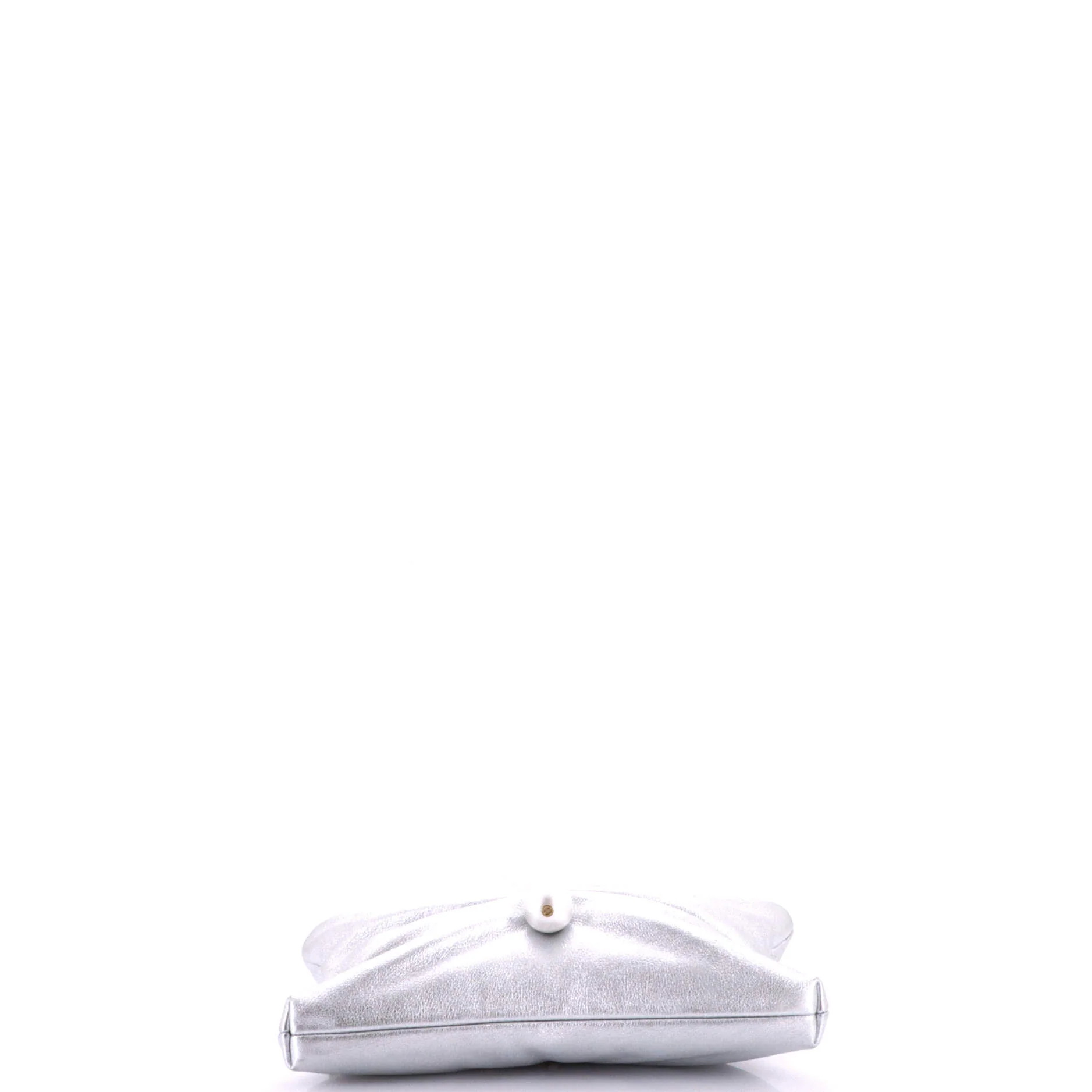 CC Pearl Pleat Zip Clutch with Chain Shiny Lambskin - Image 4