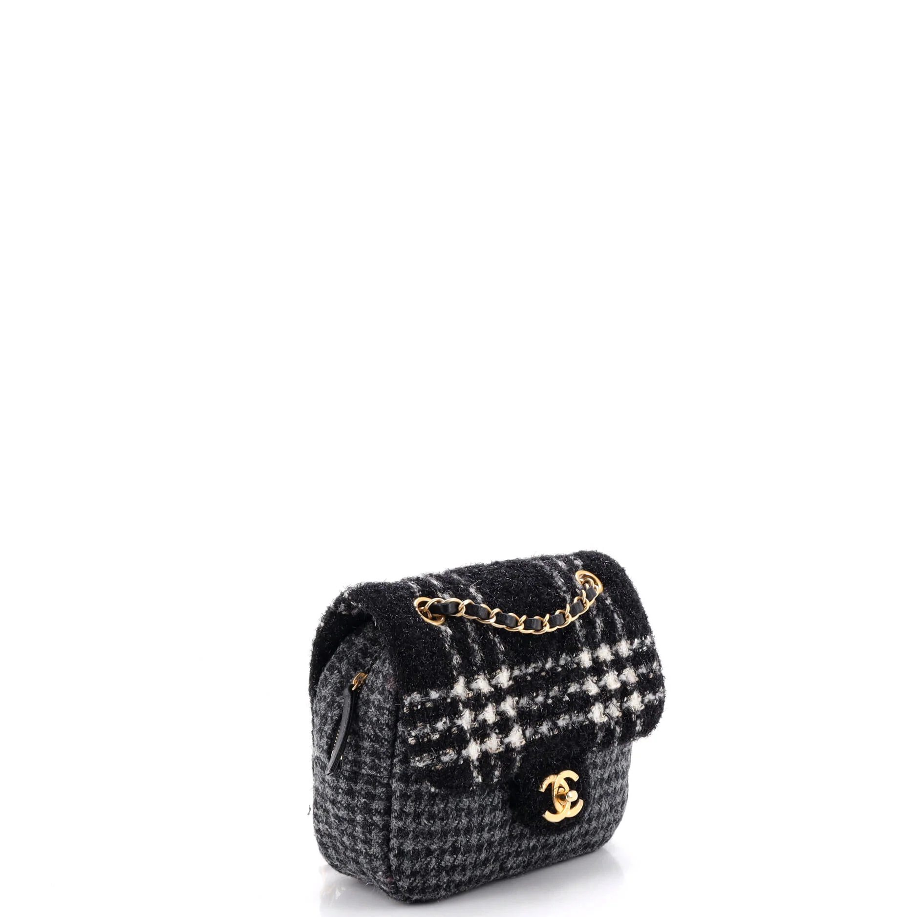 CC Square Zip Flap Bag Quilted Tweed Mini - Image 2
