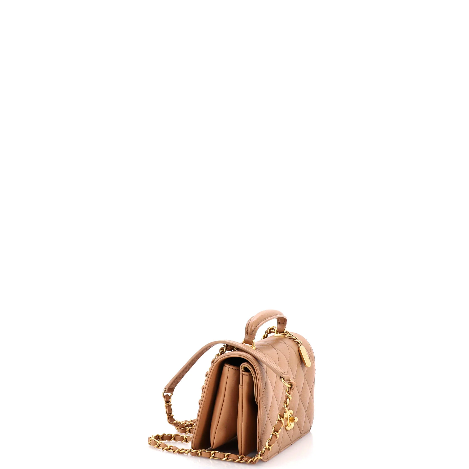 CC Top Handle Chain Full Flap Bag Quilted Caviar Small - Image 2
