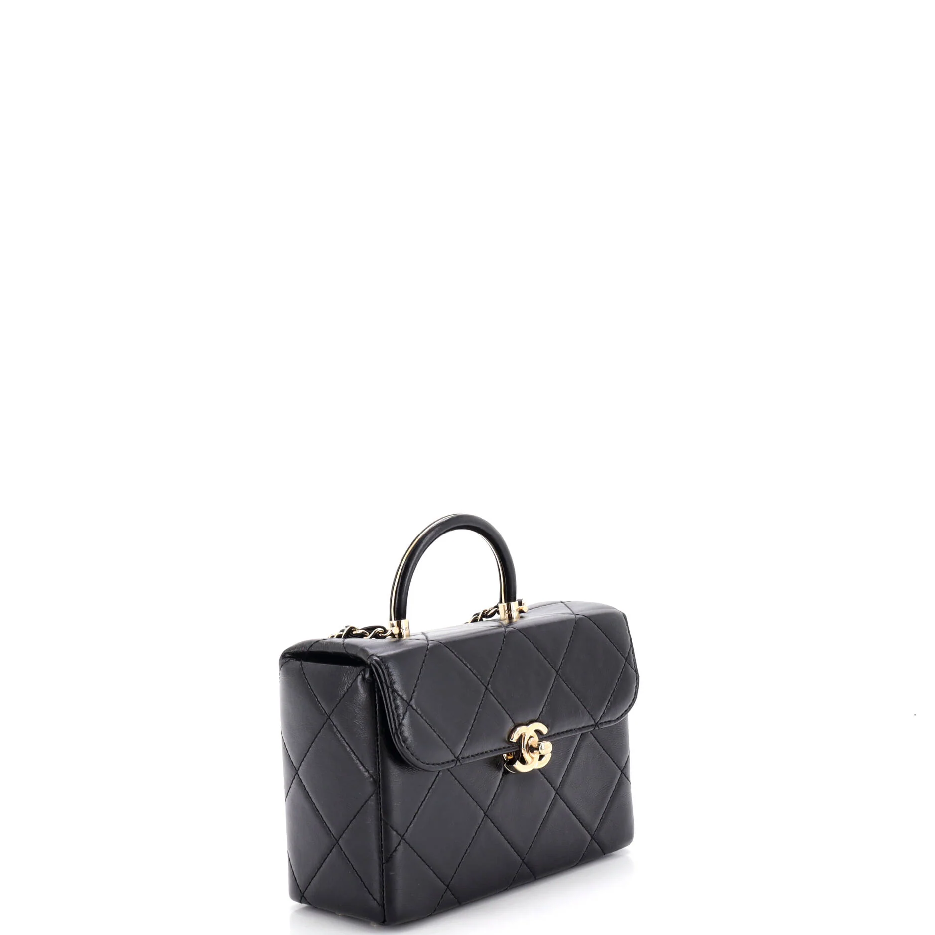 CC Top Handle Flap Vanity Case Quilted Shiny Aged Calfskin Small - Image 2