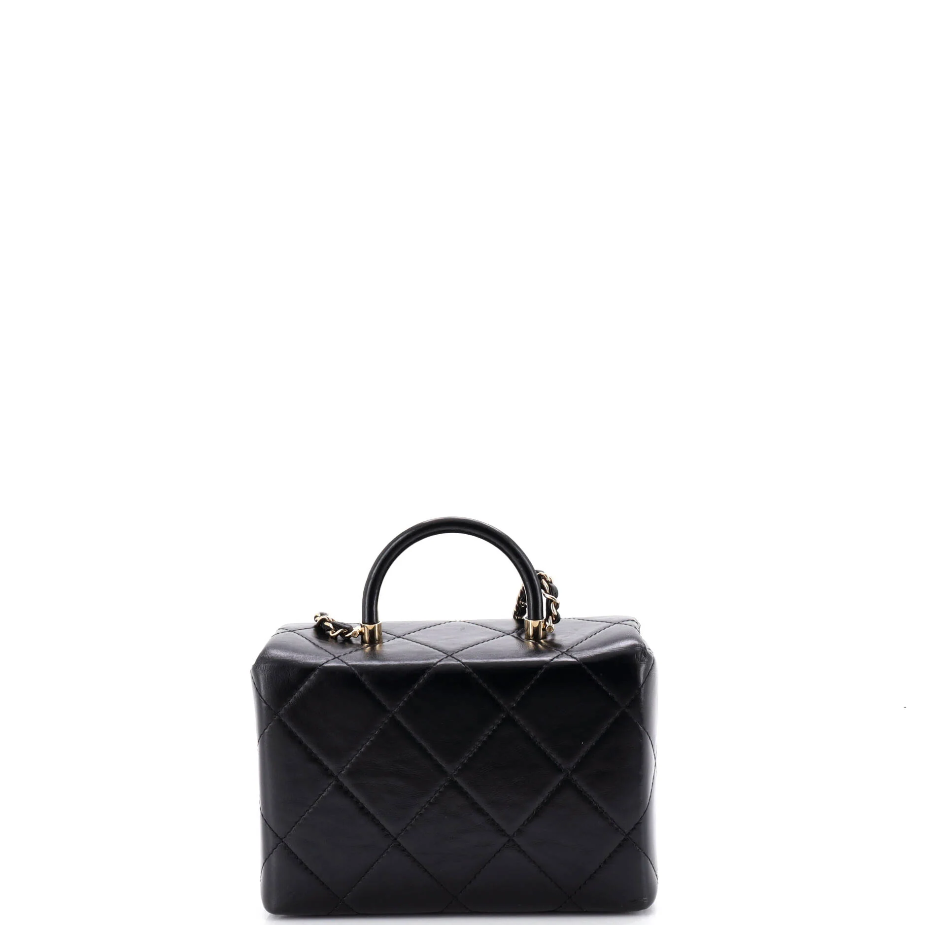 CC Top Handle Flap Vanity Case Quilted Shiny Aged Calfskin Small - Image 3