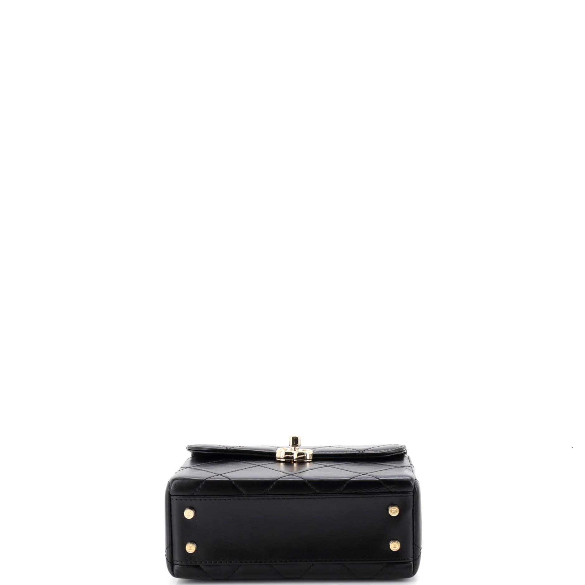 CC Top Handle Flap Vanity Case Quilted Shiny Aged Calfskin Small - Image 4