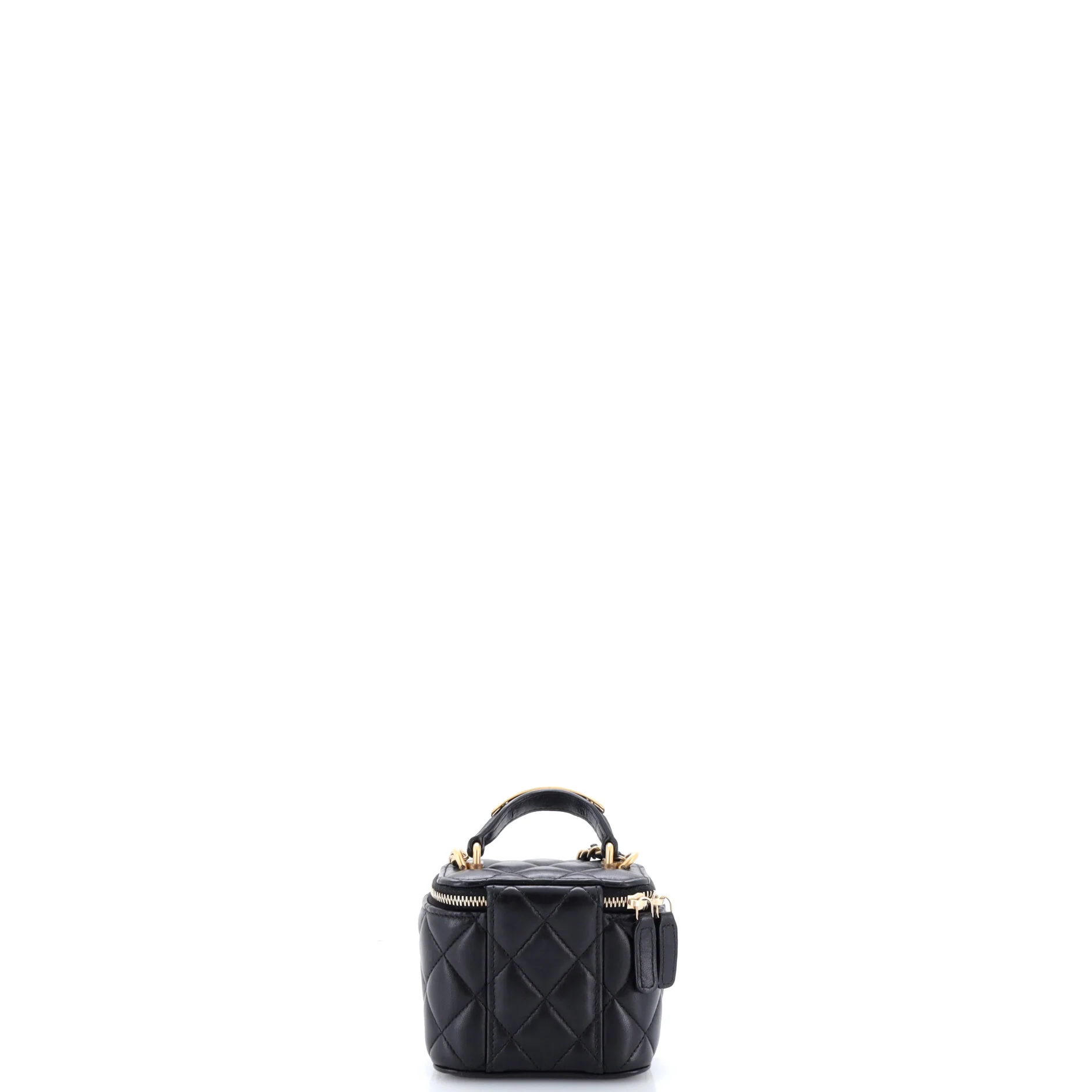 CC Top Handle Vanity Case with Chain Quilted Lambskin with Metal Mini - Image 3