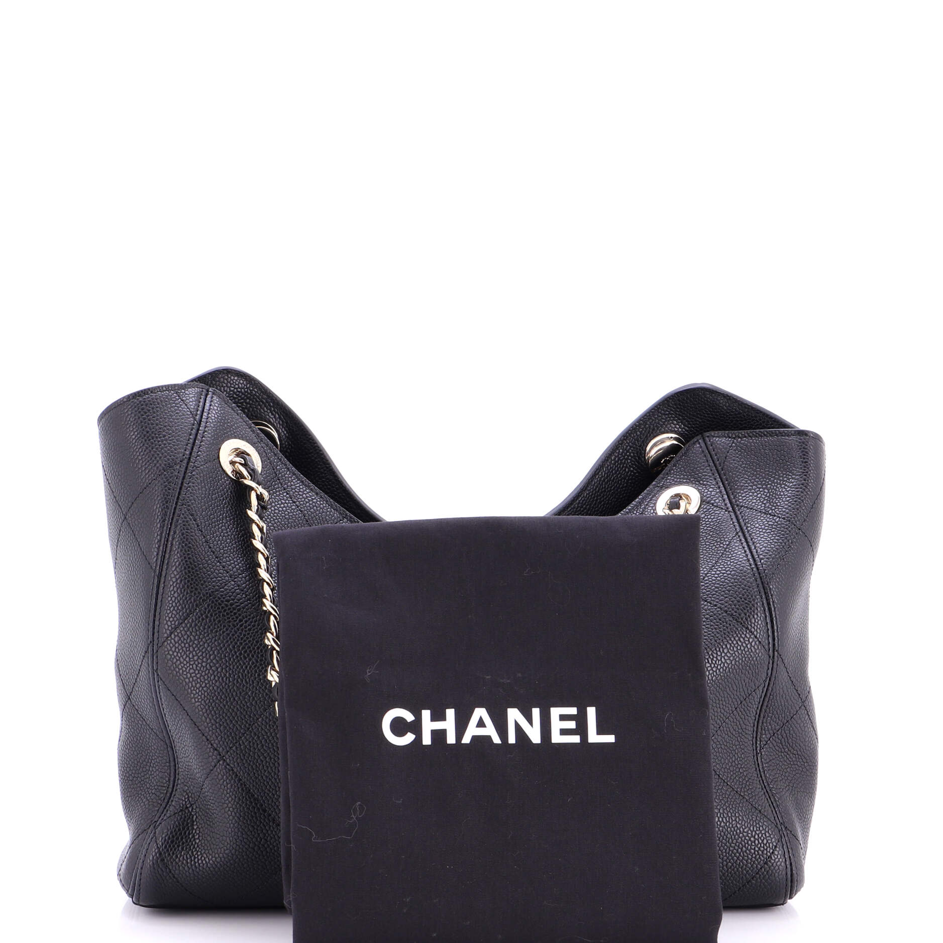 CC Turn Lock Shopping Bag Quilted Grained Calfskin Large - Image 2