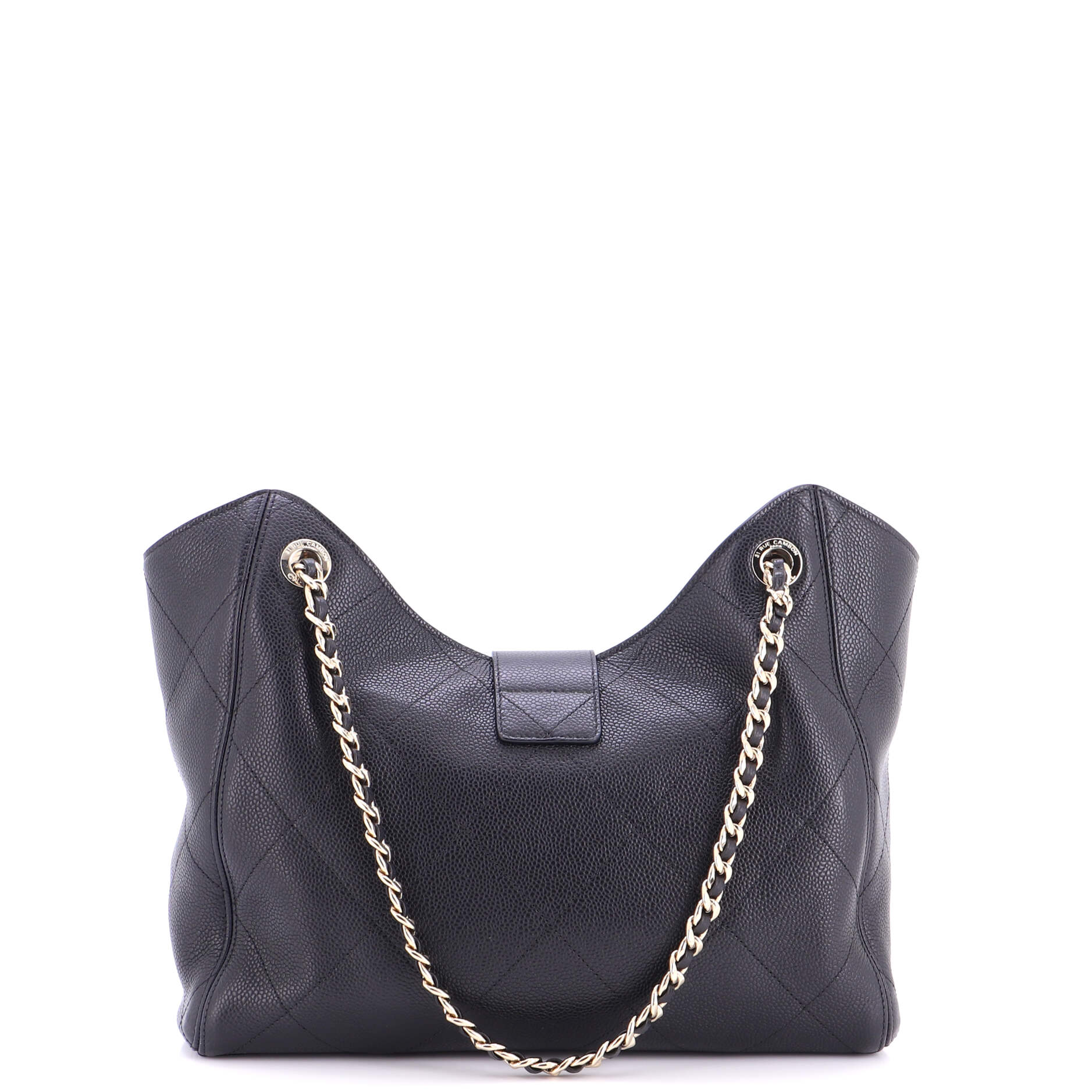 CC Turn Lock Shopping Bag Quilted Grained Calfskin Large - Image 5