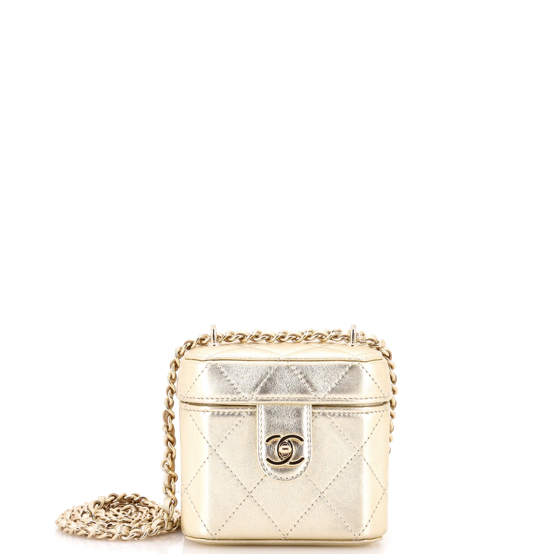 CC Turnlock Box Vanity Case with Chain Quilted Lambskin Mini