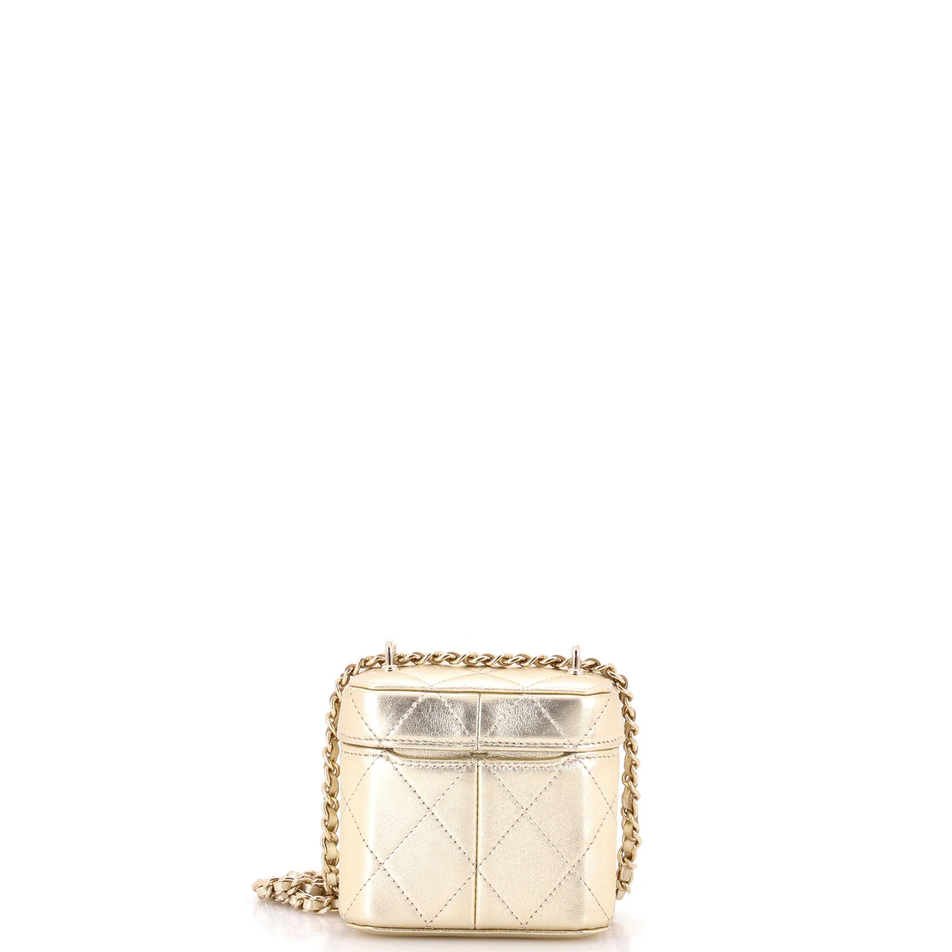 CC Turnlock Box Vanity Case with Chain Quilted Lambskin Mini - Image 3