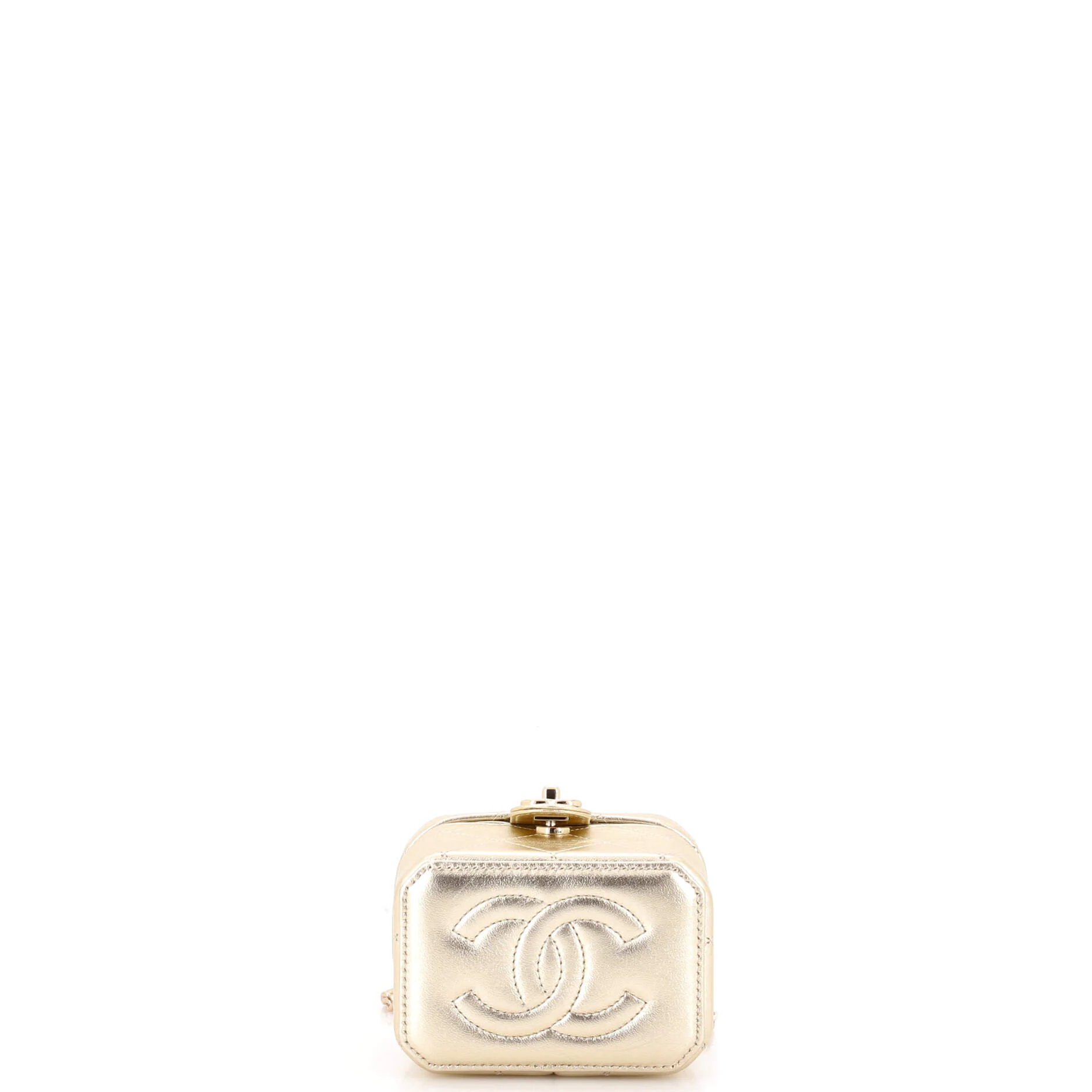 CC Turnlock Box Vanity Case with Chain Quilted Lambskin Mini - Image 4