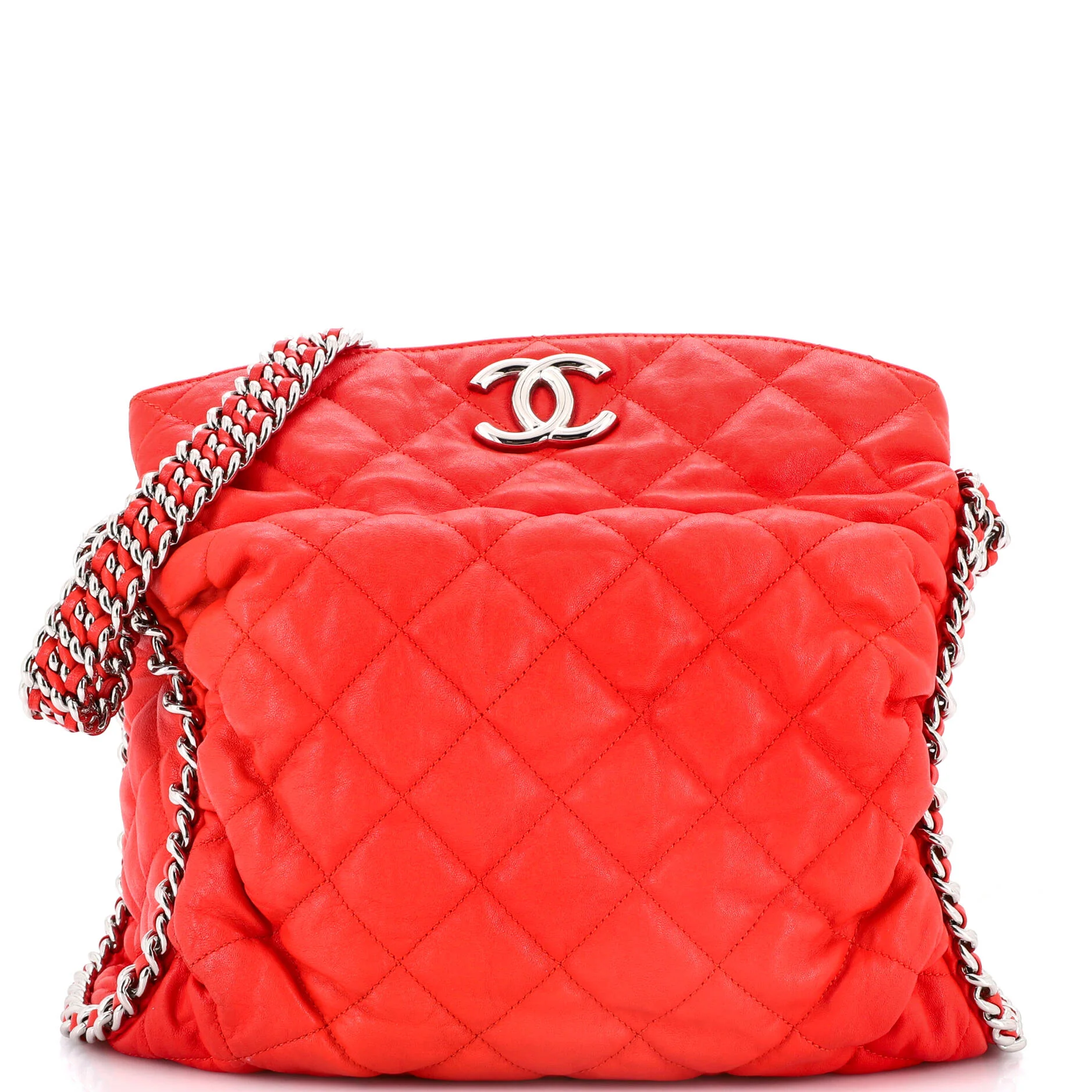 Chain Around Hobo Quilted Washed Lambskin