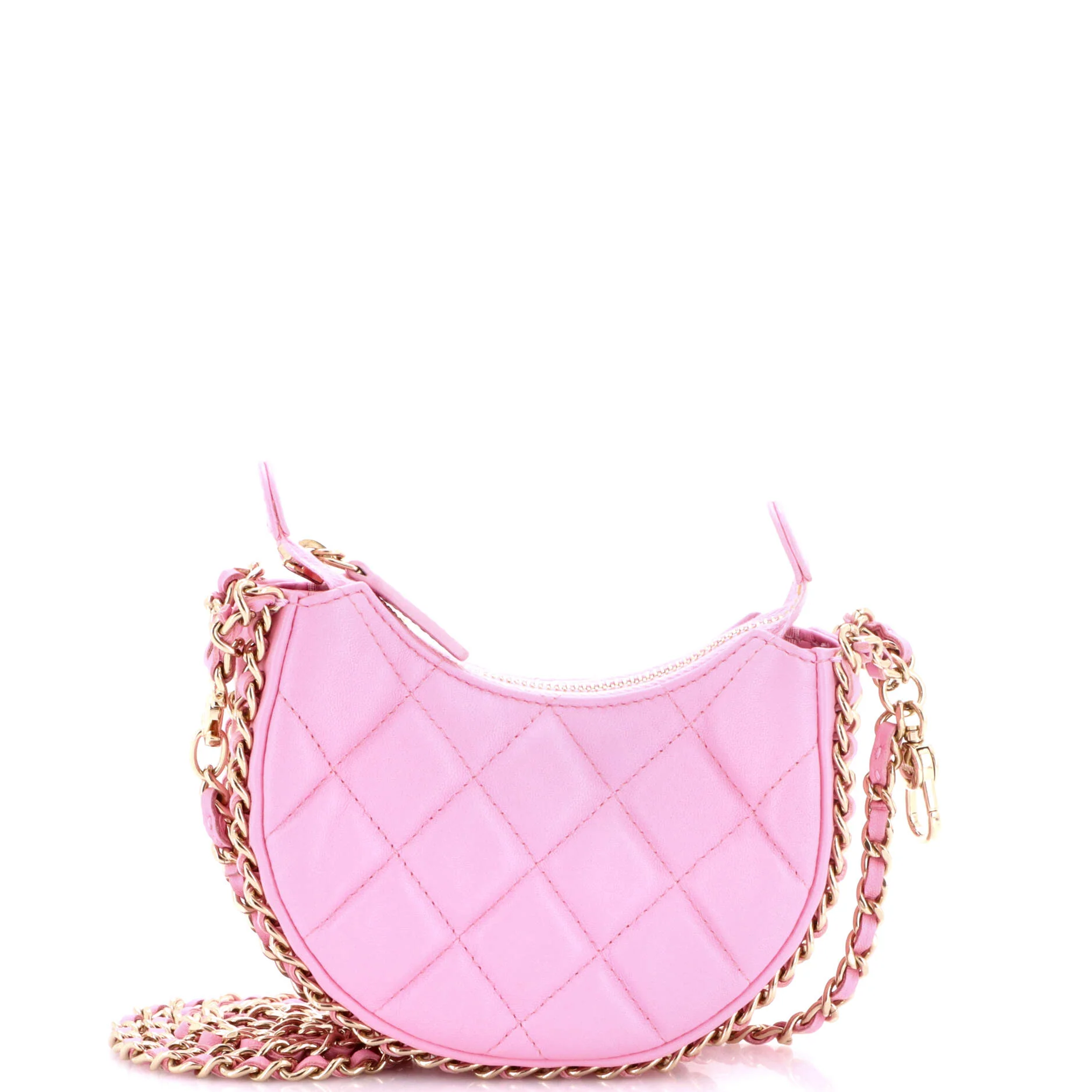 Chain Around Hook Hobo Quilted Lambskin Mini