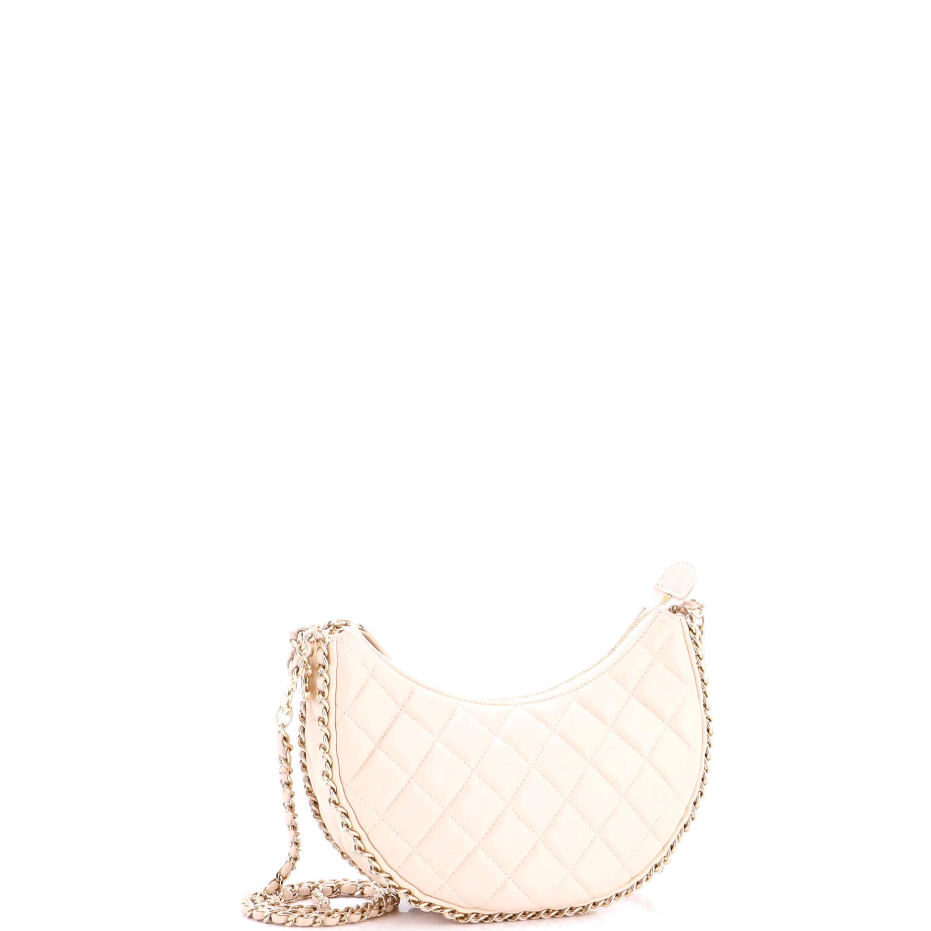 Chain Around Hook Hobo Quilted Lambskin Small - Image 3