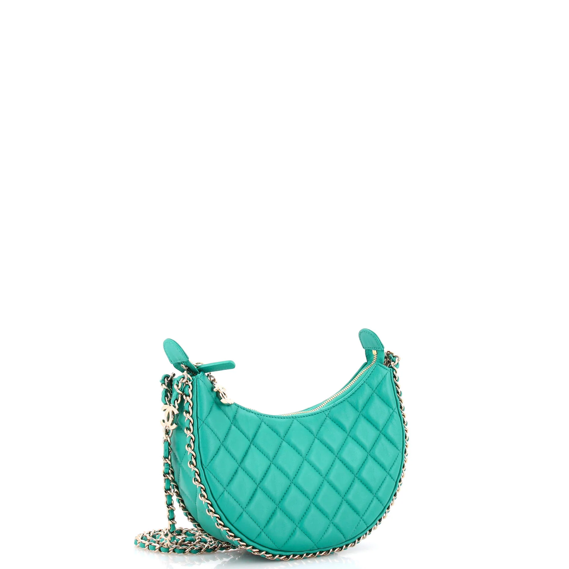 Chain Around Hook Hobo Quilted Lambskin Small - Image 2