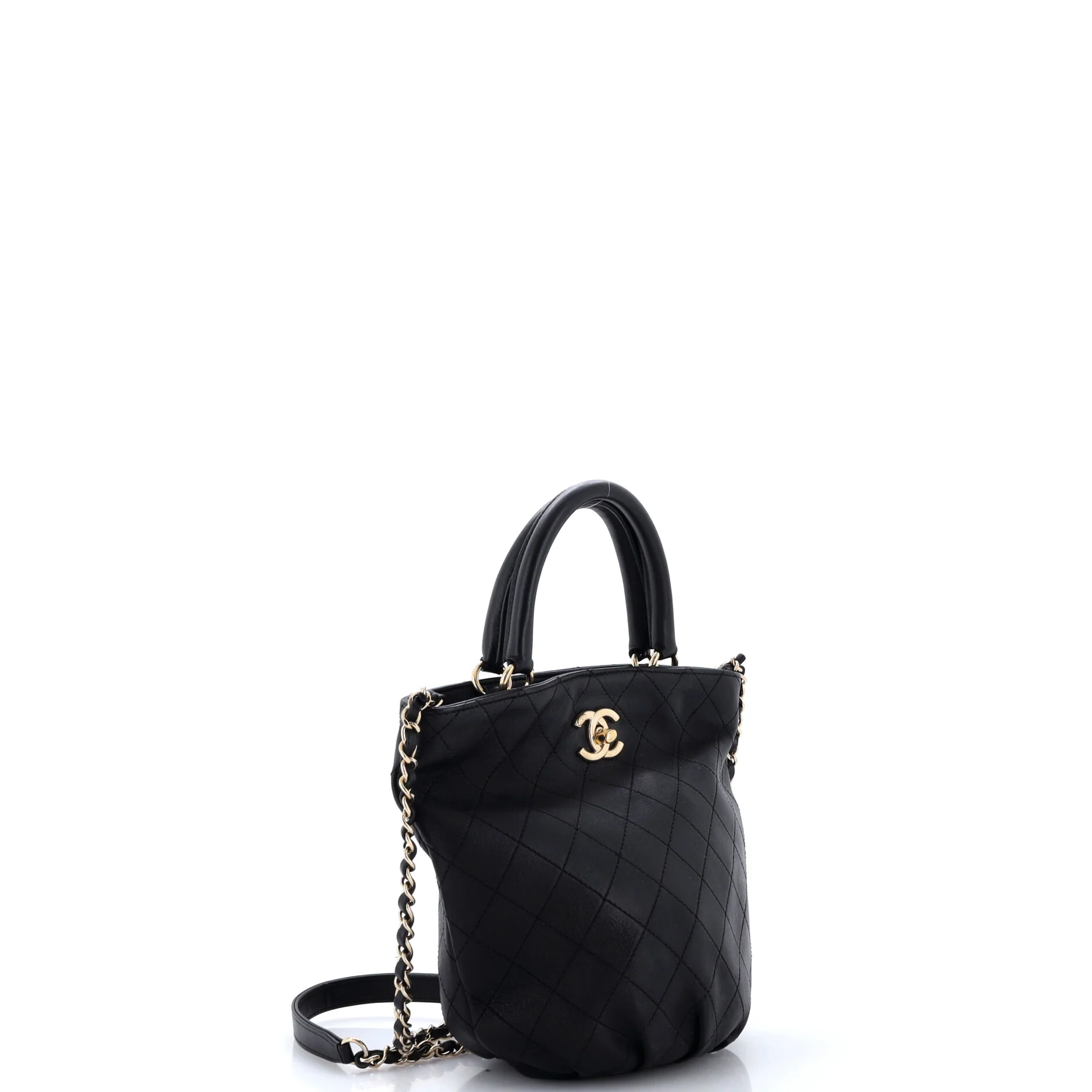 Chain Handle Bucket Bag Quilted Calfskin - Image 2