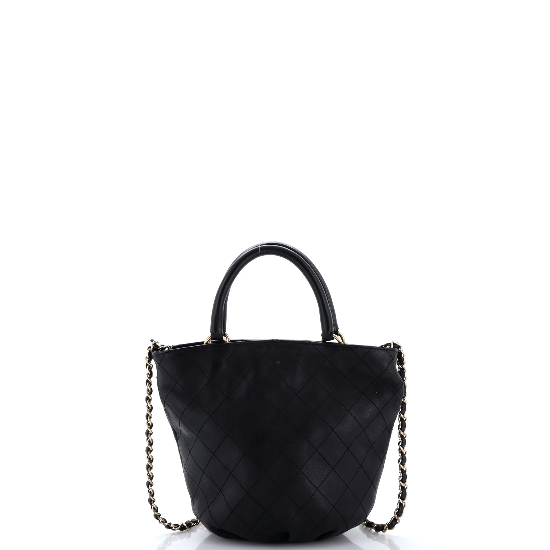 Chain Handle Bucket Bag Quilted Calfskin - Image 3