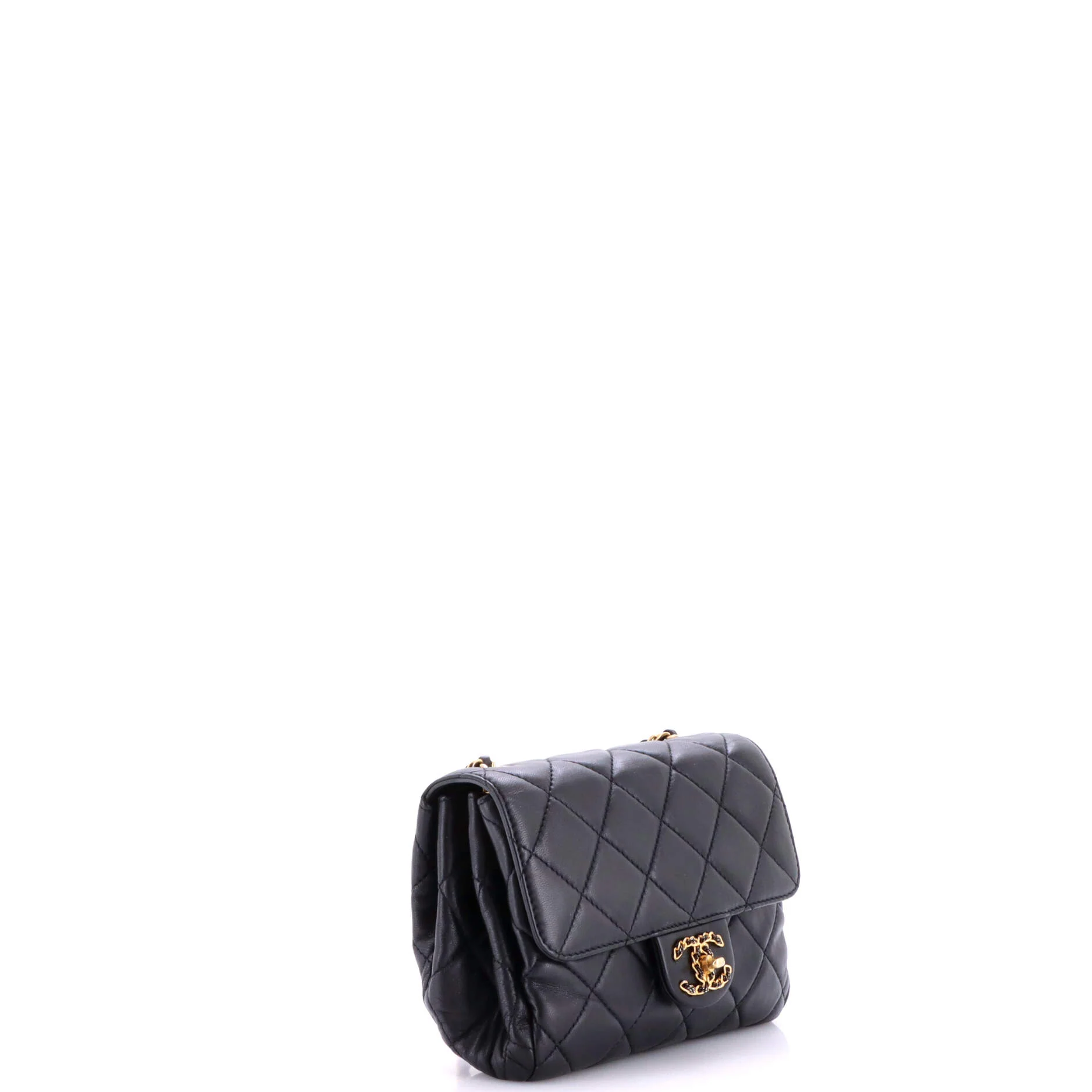 Chain Woven CC Square Accordion Flap Bag Quilted Lambskin Mini - Image 2