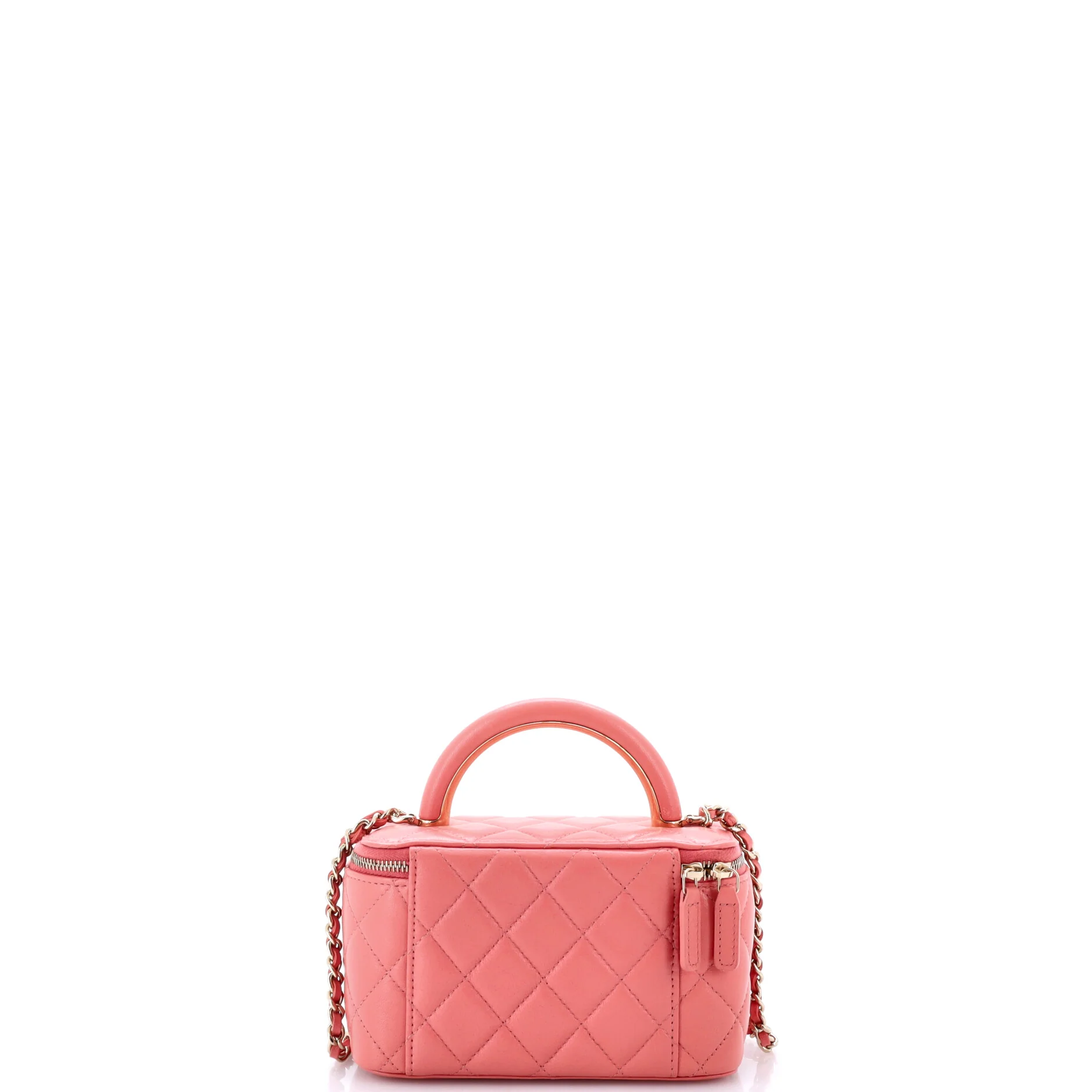 Charming Handle Vanity Case with Chain Quilted Lambskin Small - Image 3