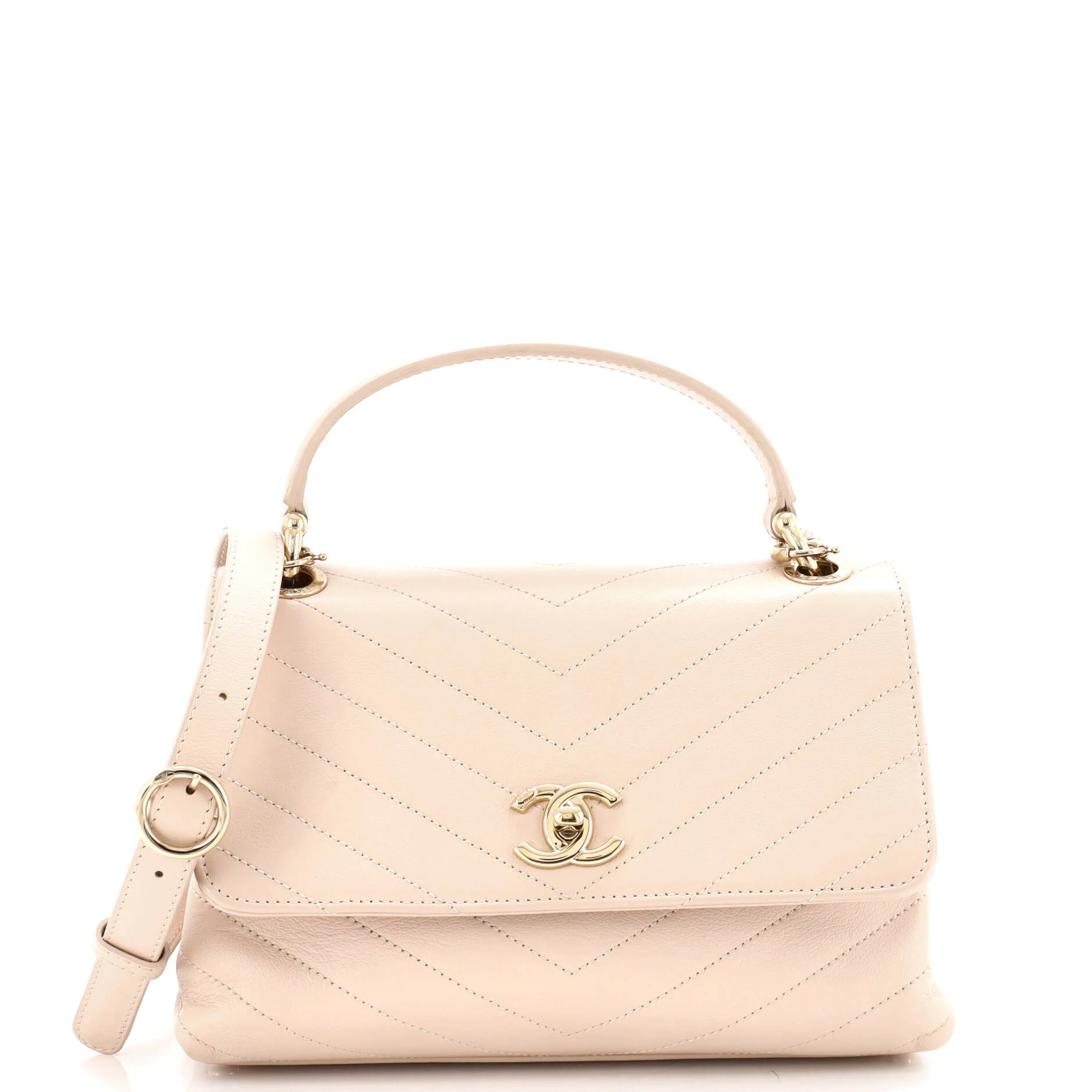 Chevron Chic Top Handle Bag Chevron Calfskin Small
