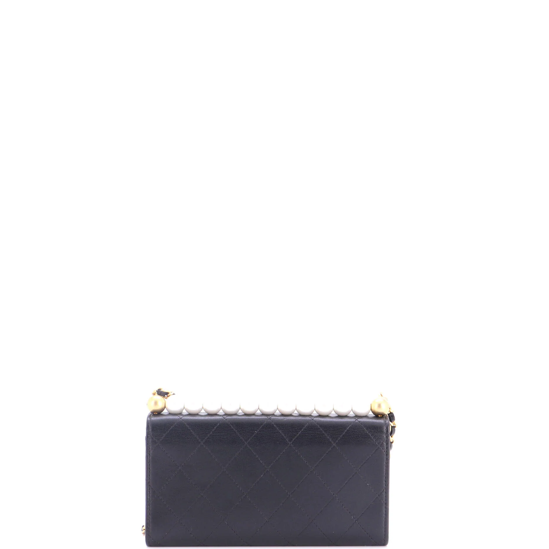 Chic Pearls Clutch with Chain Quilted Goatskin - Image 4