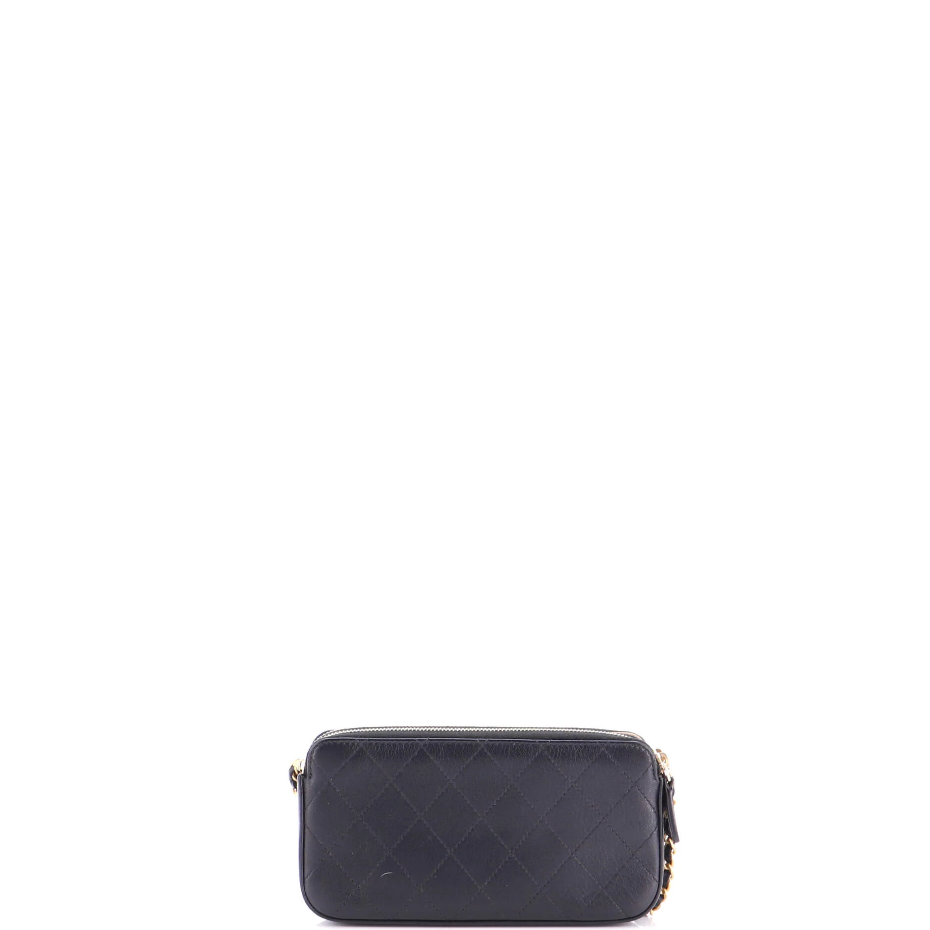 Chic Pearls Double Zip Clutch with Chain Quilted Lambskin - Image 4