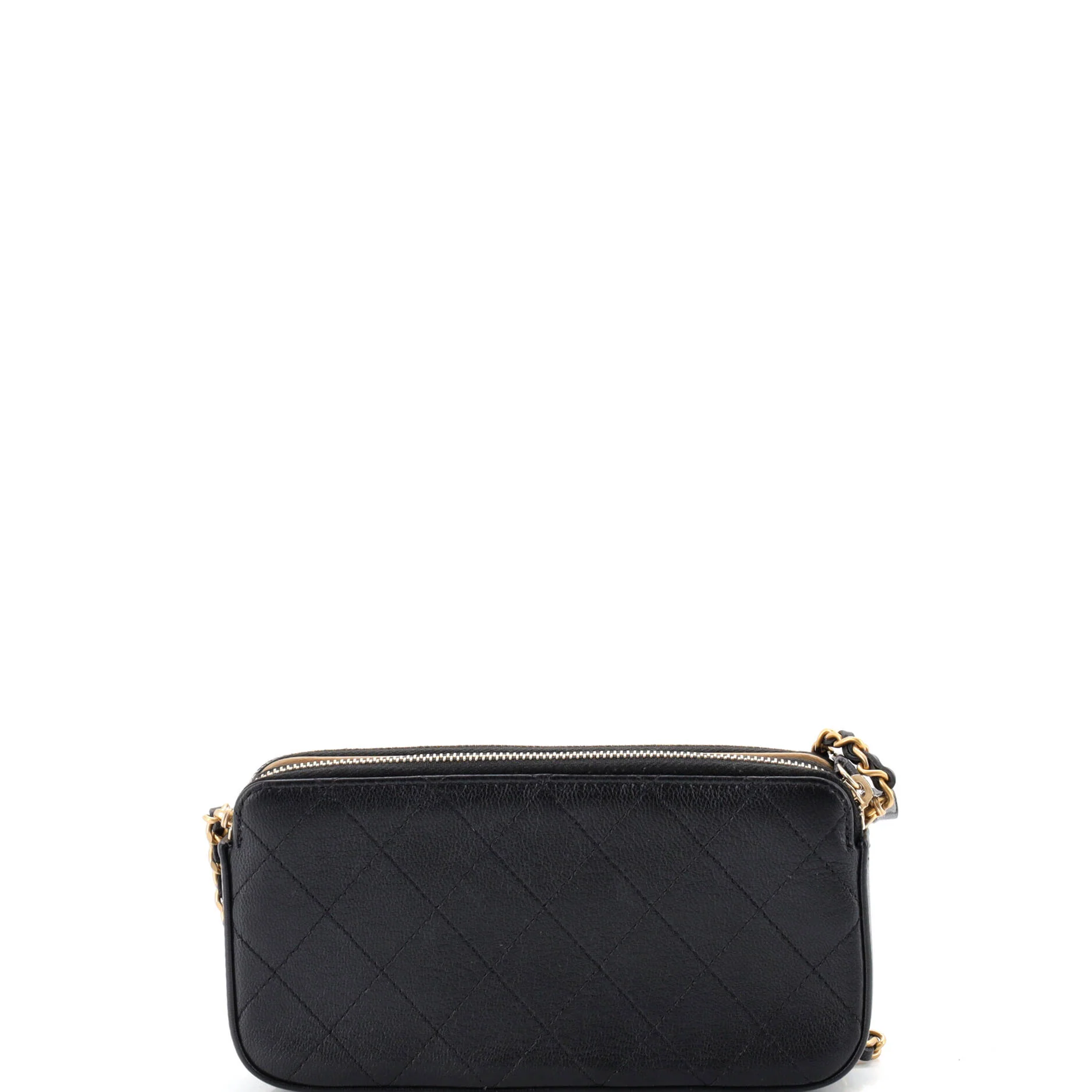 Chic Pearls Double Zip Clutch with Chain Quilted Lambskin - Image 3