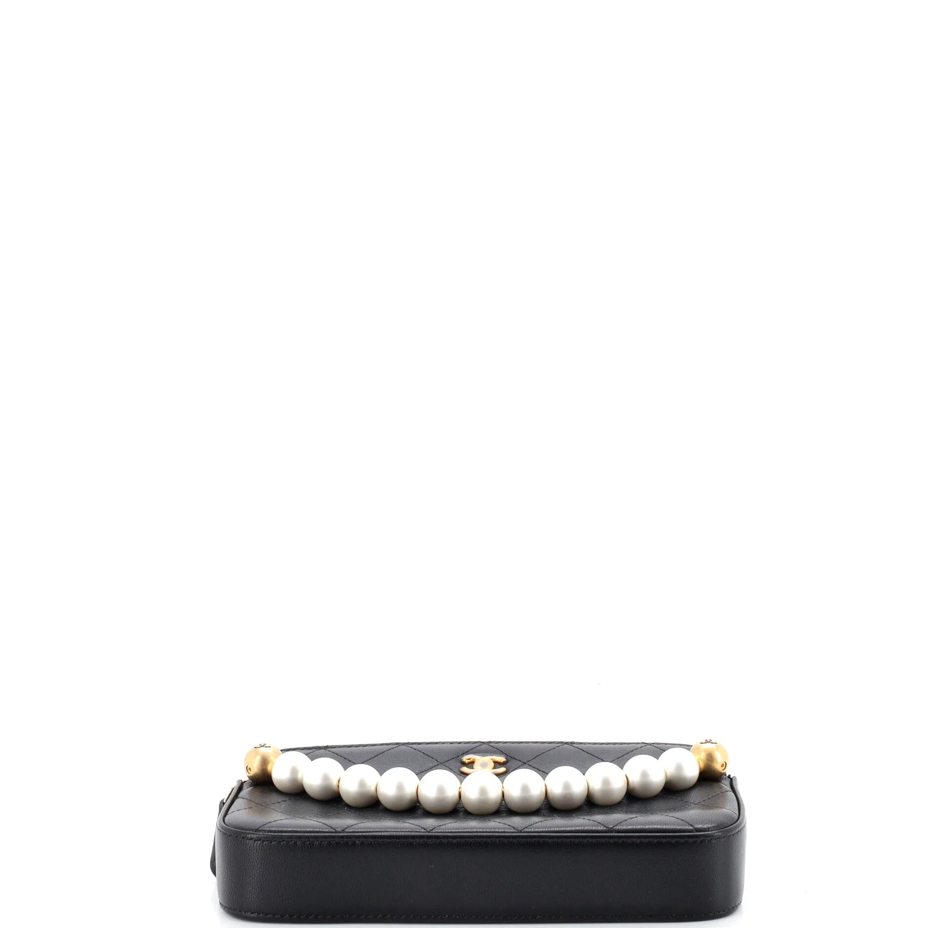 Chic Pearls Double Zip Clutch with Chain Quilted Lambskin - Image 4