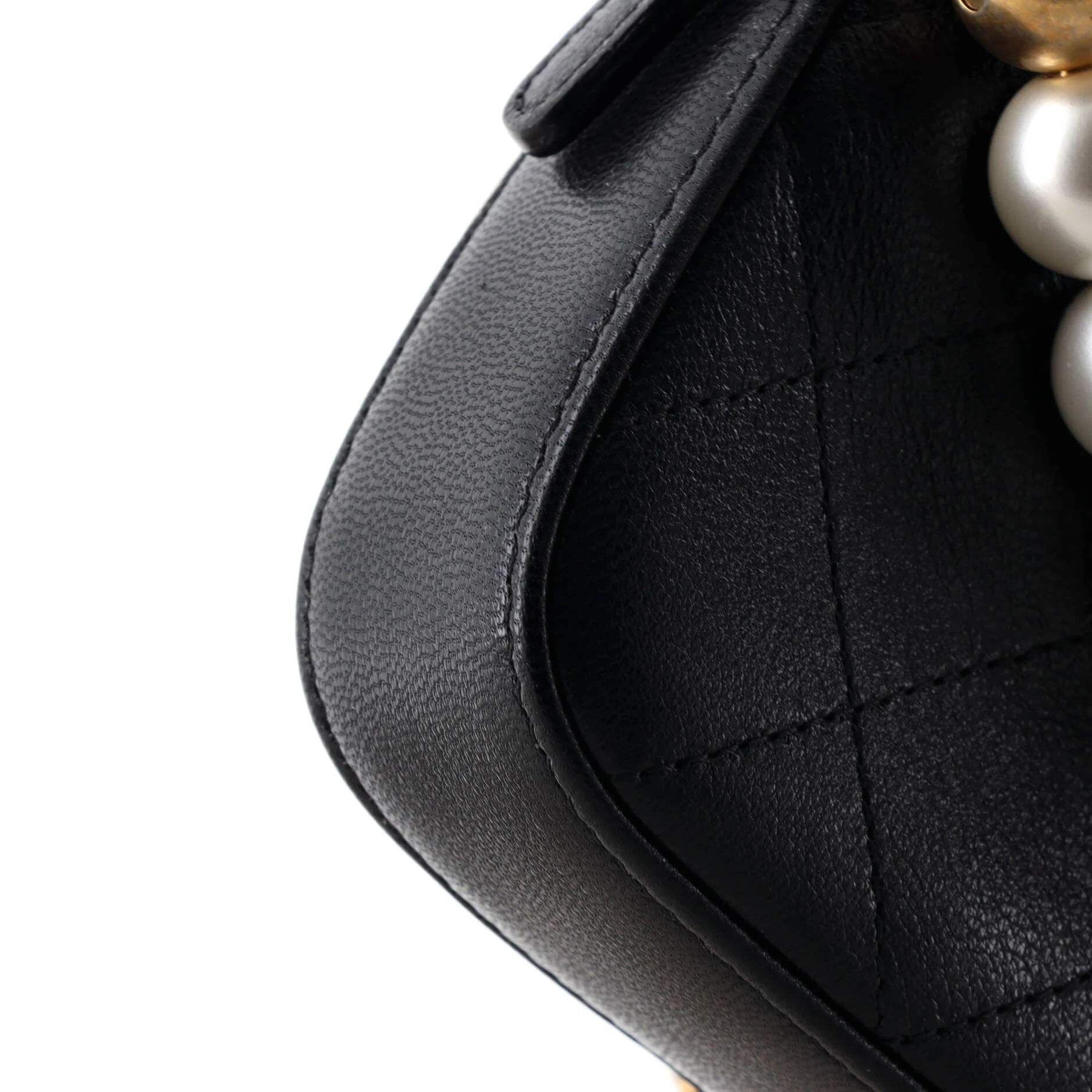 Chic Pearls Double Zip Clutch with Chain Quilted Lambskin - Image 6