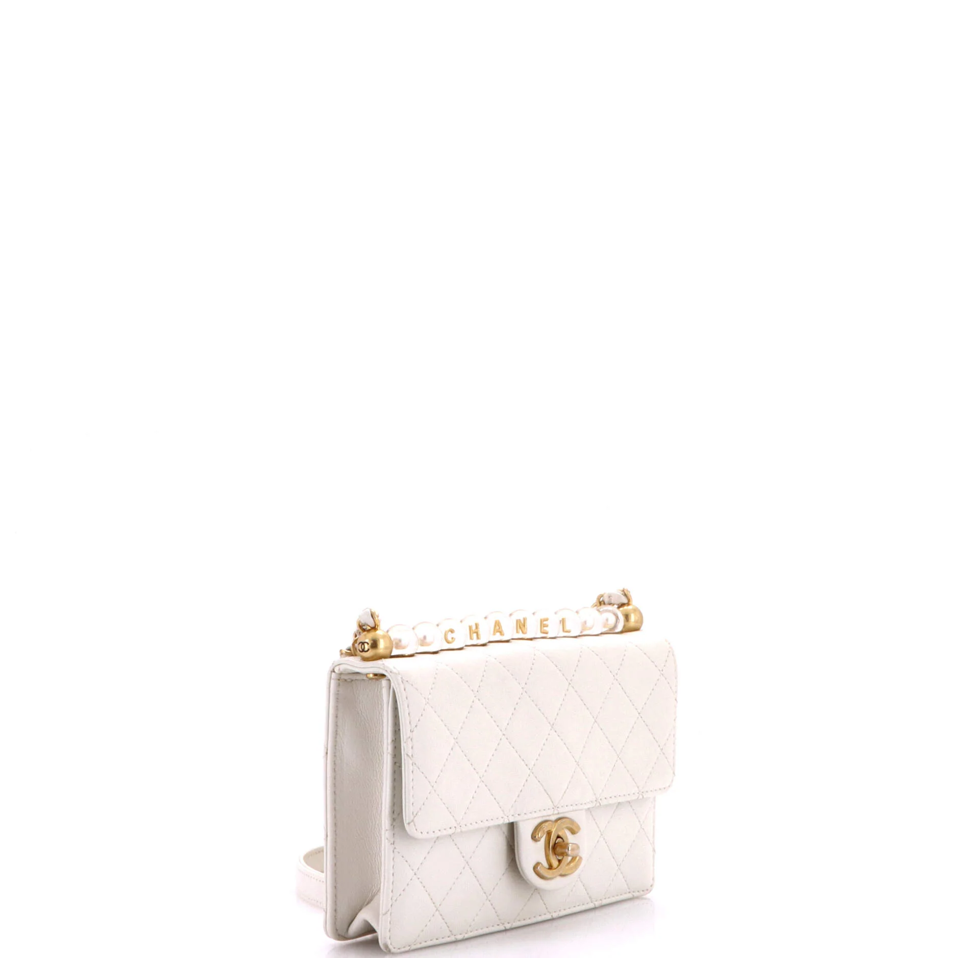 Chic Pearls Flap Bag Quilted Goatskin with Acrylic Beads Small - Image 3