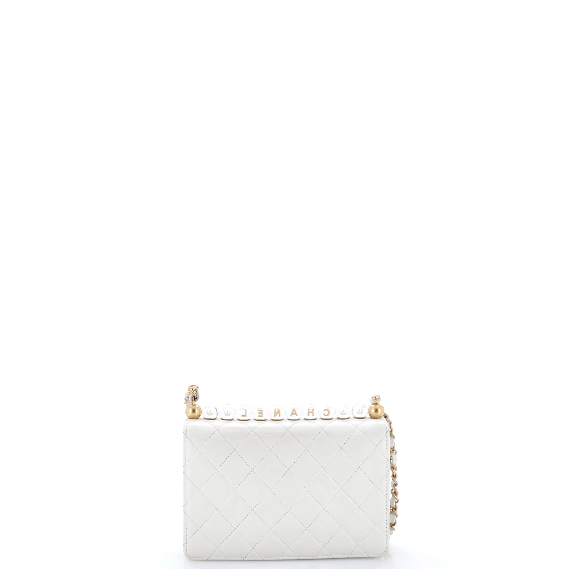 Chic Pearls Flap Bag Quilted Goatskin with Acrylic Beads Small - Image 2