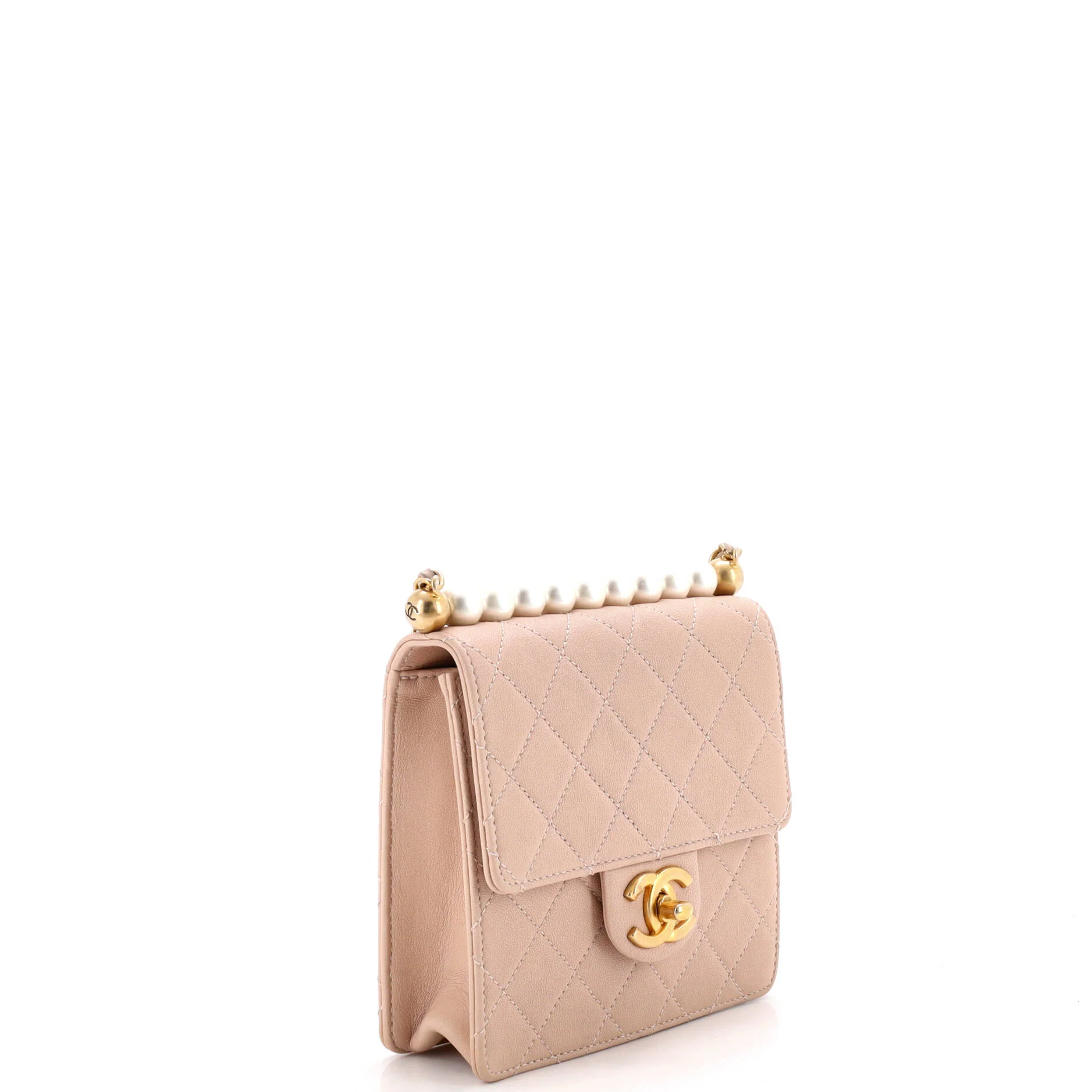 Chic Pearls Flap Bag Quilted Lambskin Mini - Image 2