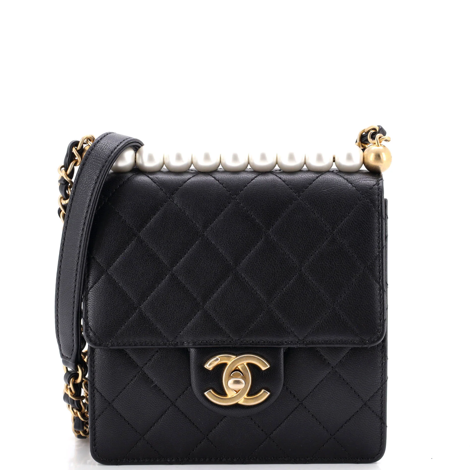 Chic Pearls Flap Bag Quilted Lambskin Mini