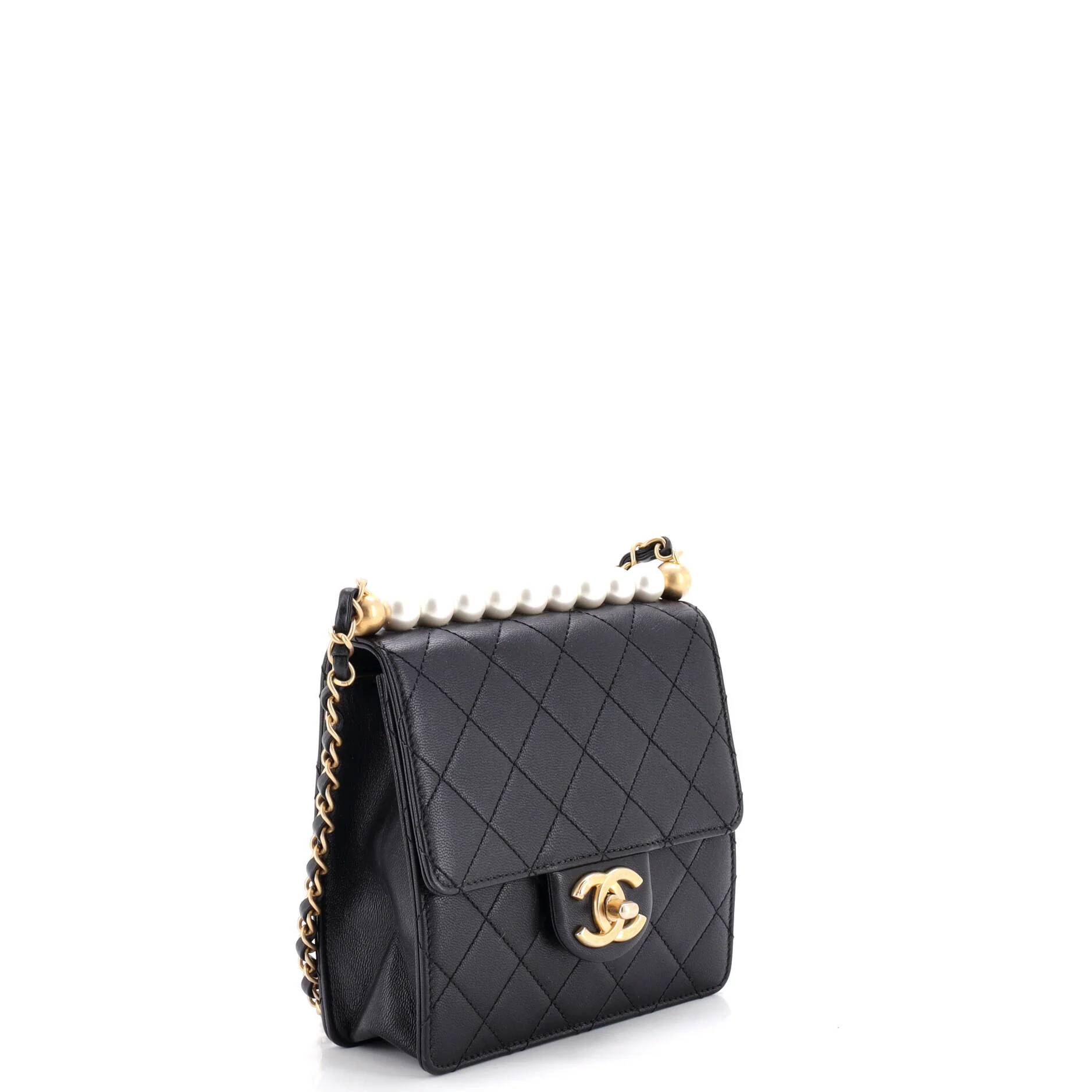 Chic Pearls Flap Bag Quilted Lambskin Mini - Image 2