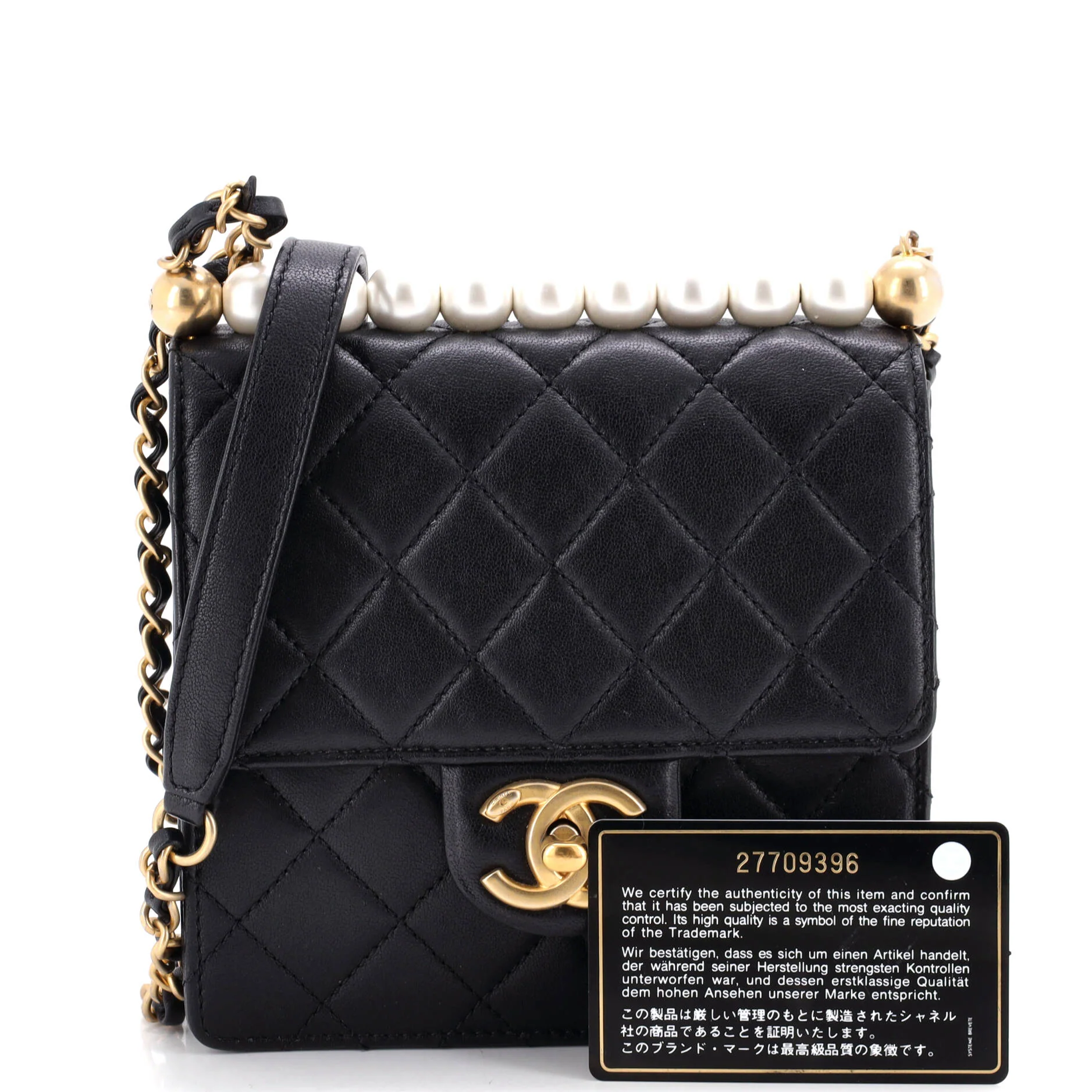 Chic Pearls Flap Bag Quilted Lambskin Mini - Image 2