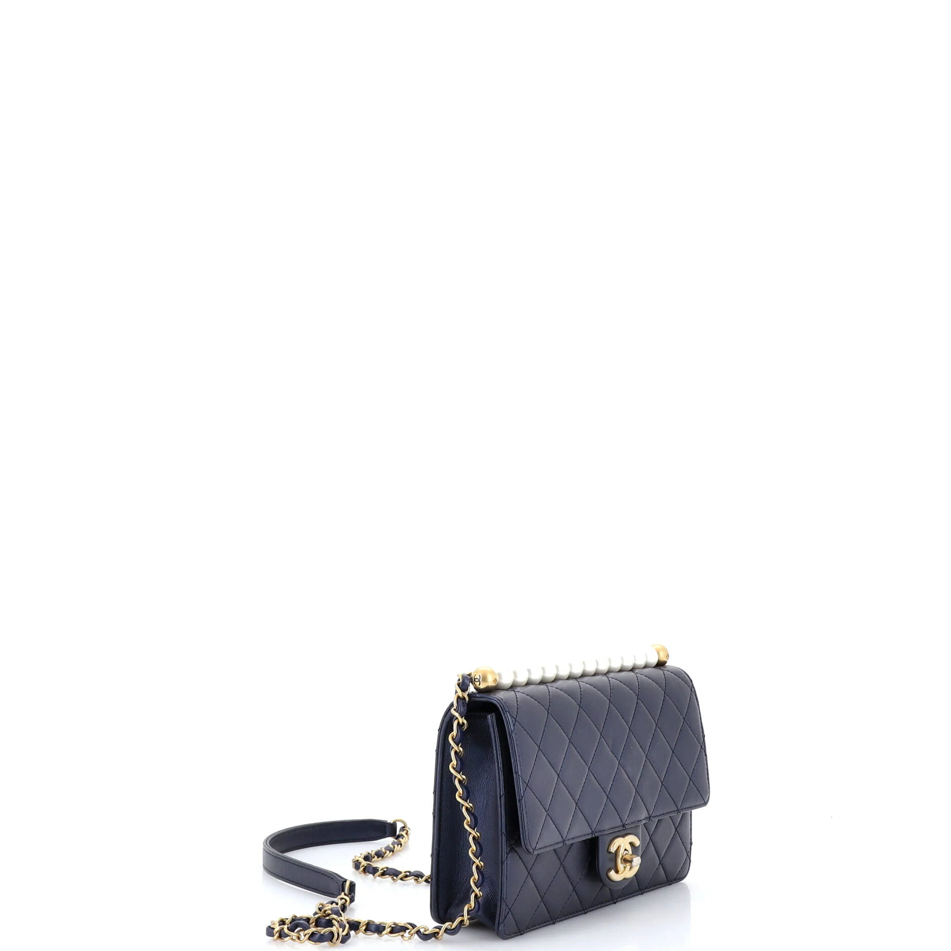 Chic Pearls Flap Bag Quilted Lambskin Small - Image 2