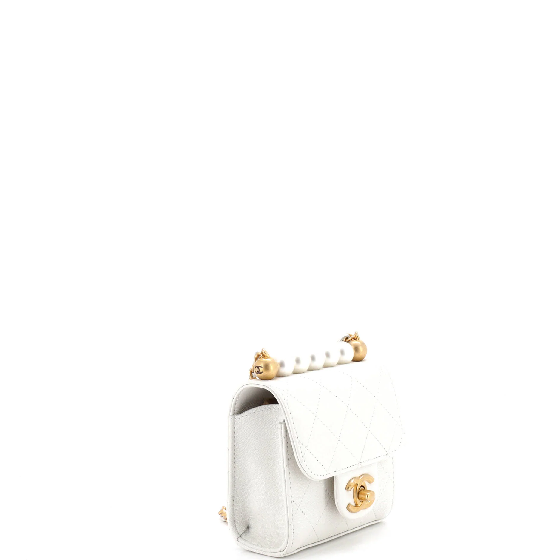 Chic Pearls Flap Clutch with Chain Quilted Goatskin Mini - Image 3