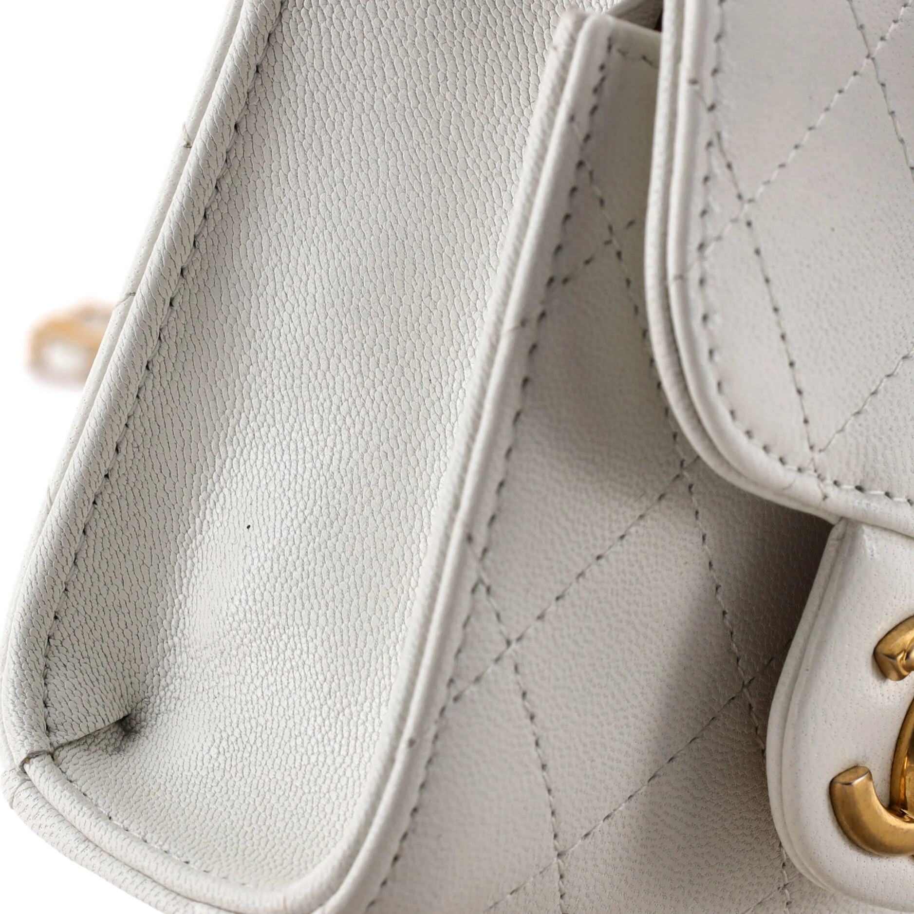 Chic Pearls Flap Clutch with Chain Quilted Goatskin Mini - Image 7