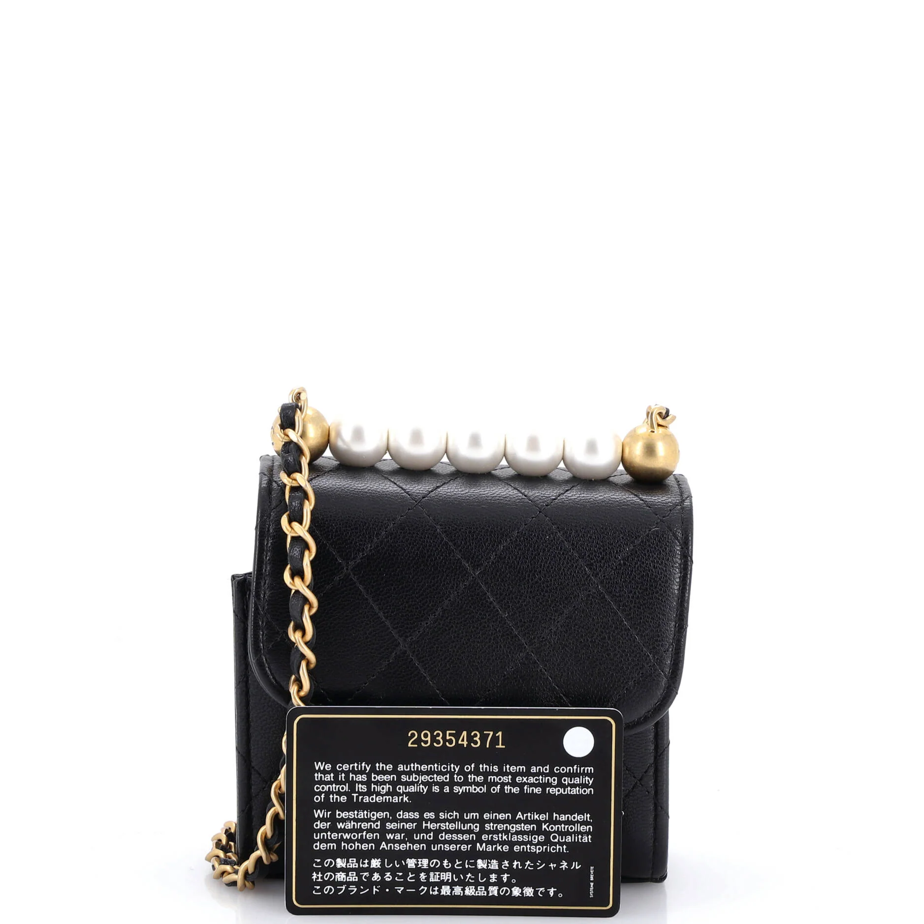 Chic Pearls Flap Clutch with Chain Quilted Goatskin Mini - Image 2
