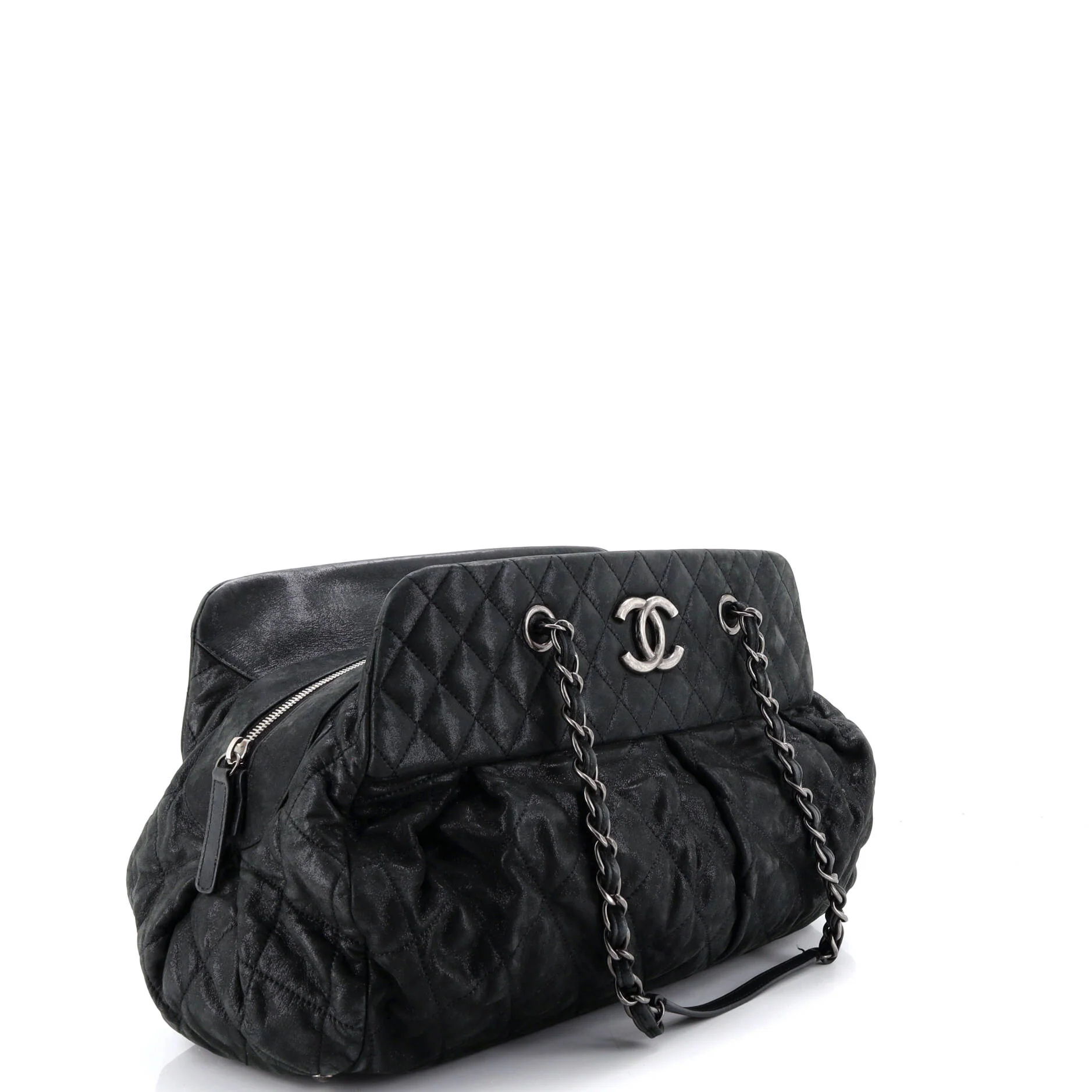 Chic Quilt Bowling Bag Quilted Iridescent Calfskin Large - Image 2