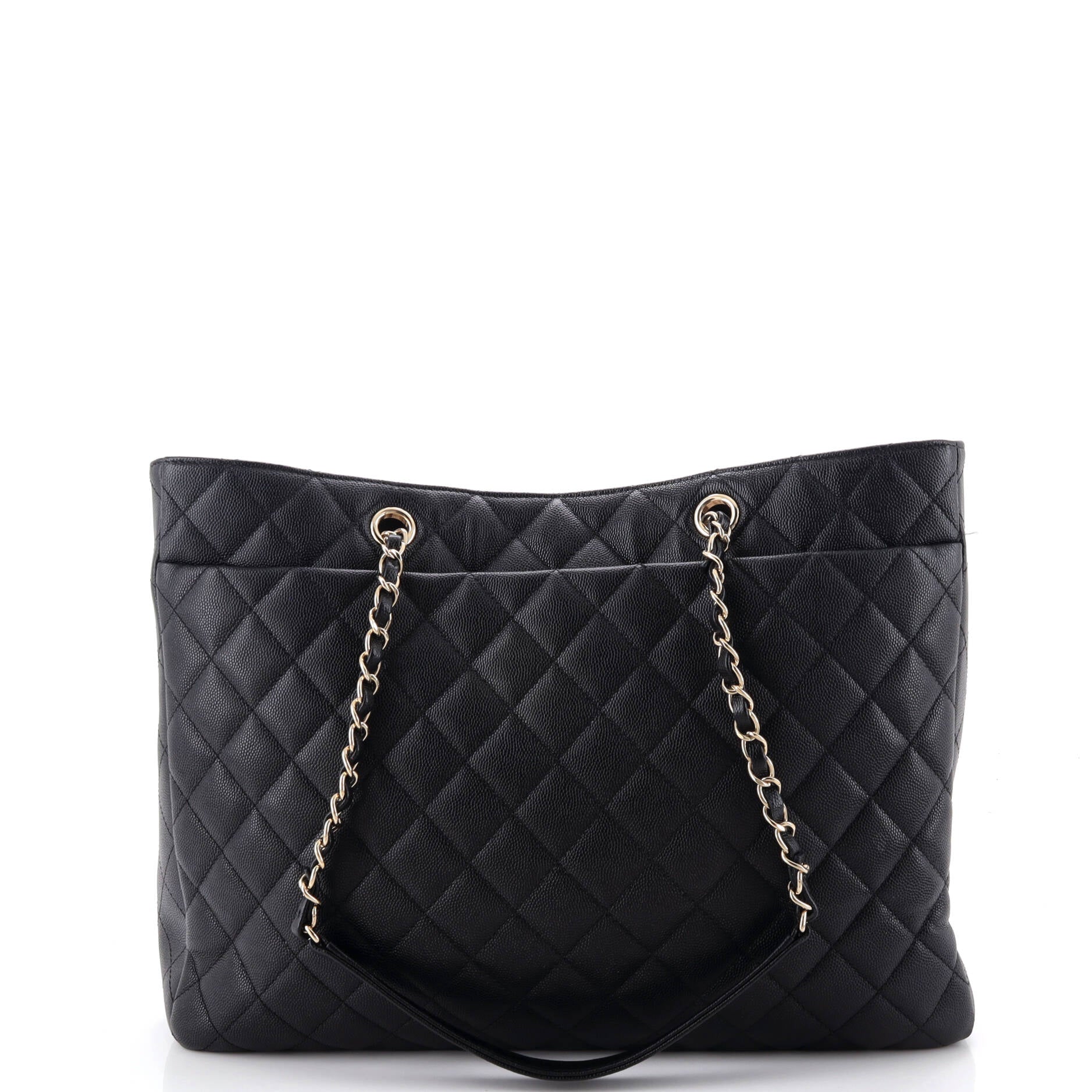 Classic CC Shopping Tote Quilted Caviar Large - Image 3