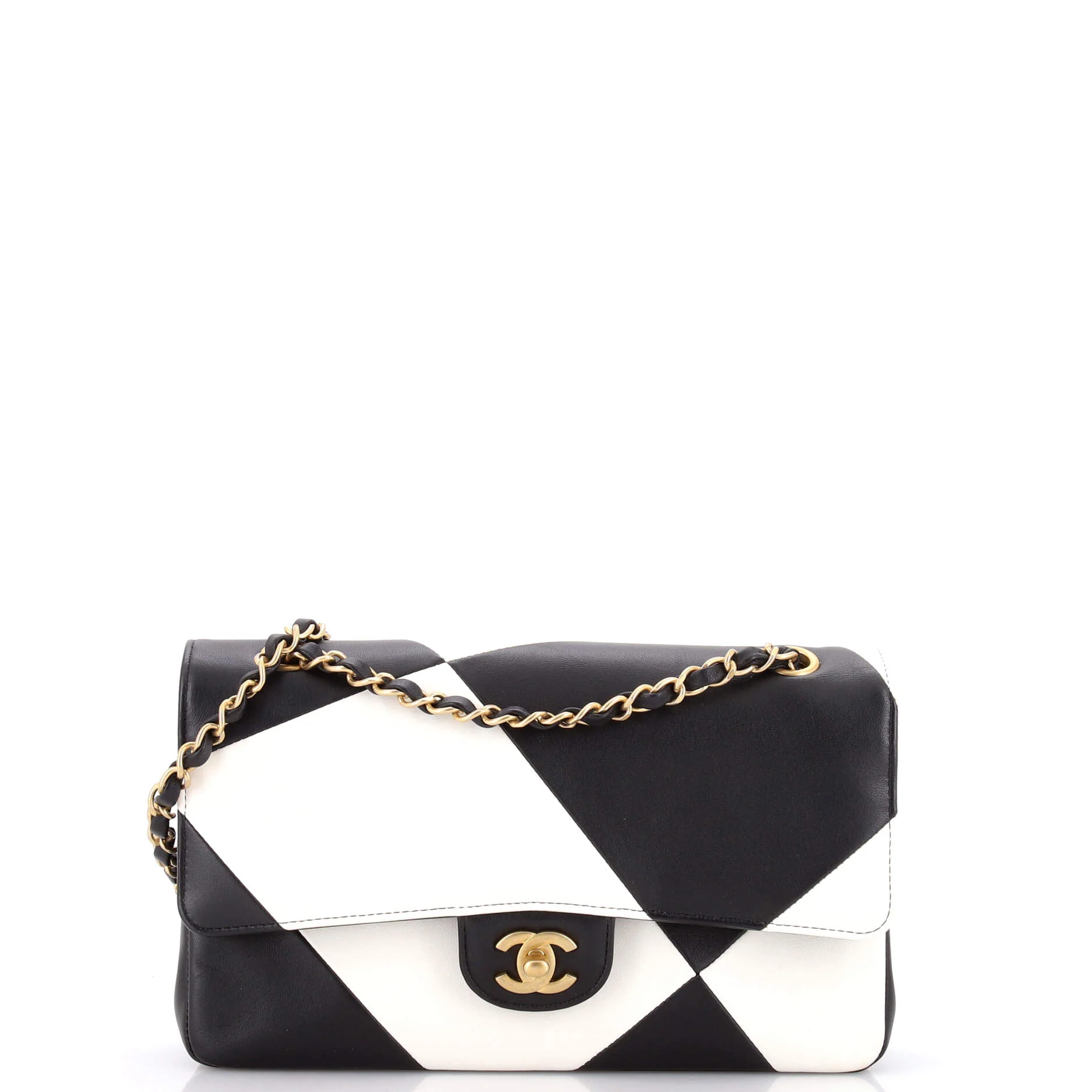 Classic Double Flap Bag Geometric Patchwork Lambskin Medium