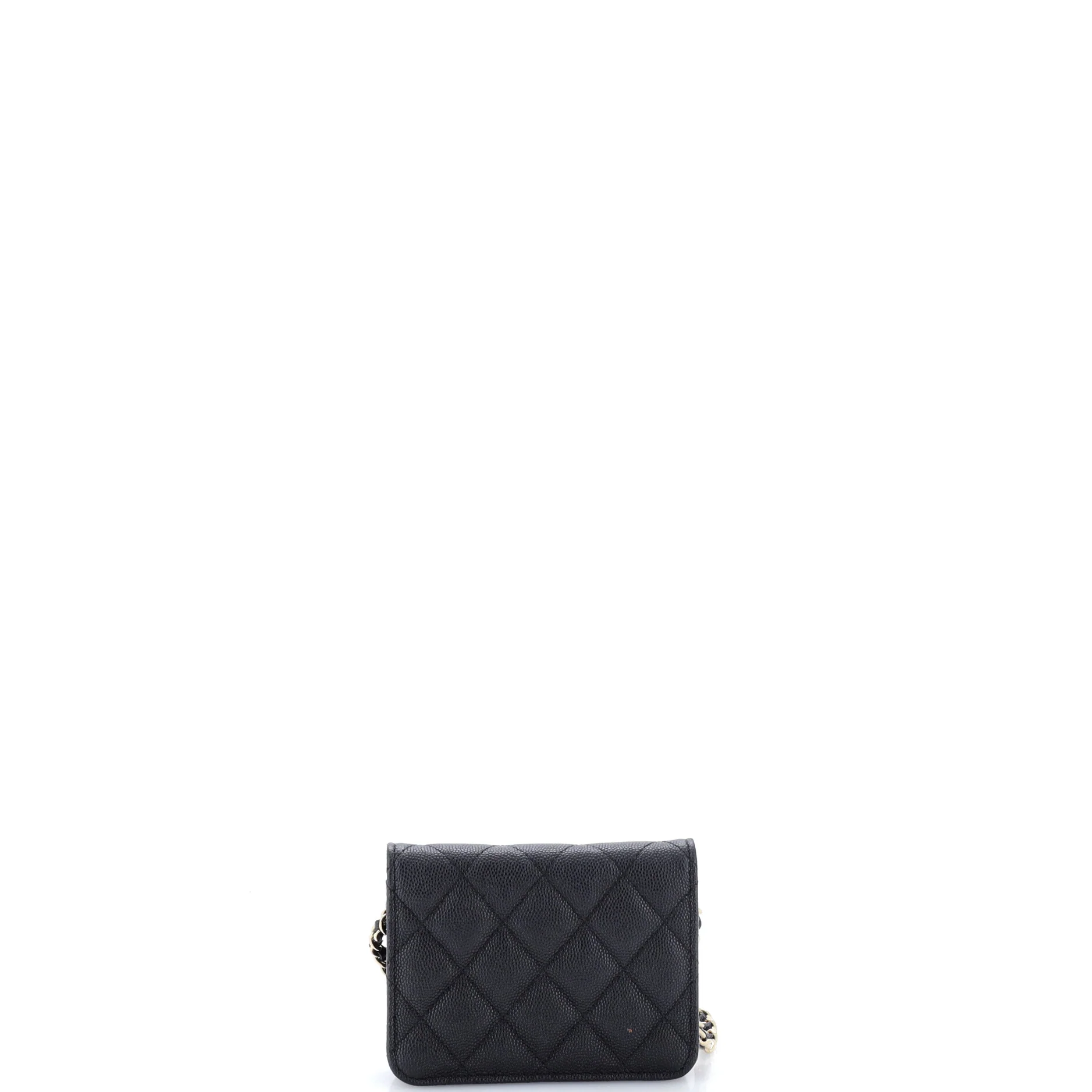 Classic Flap Card Holder on Chain Quilted Caviar Mini - Image 3