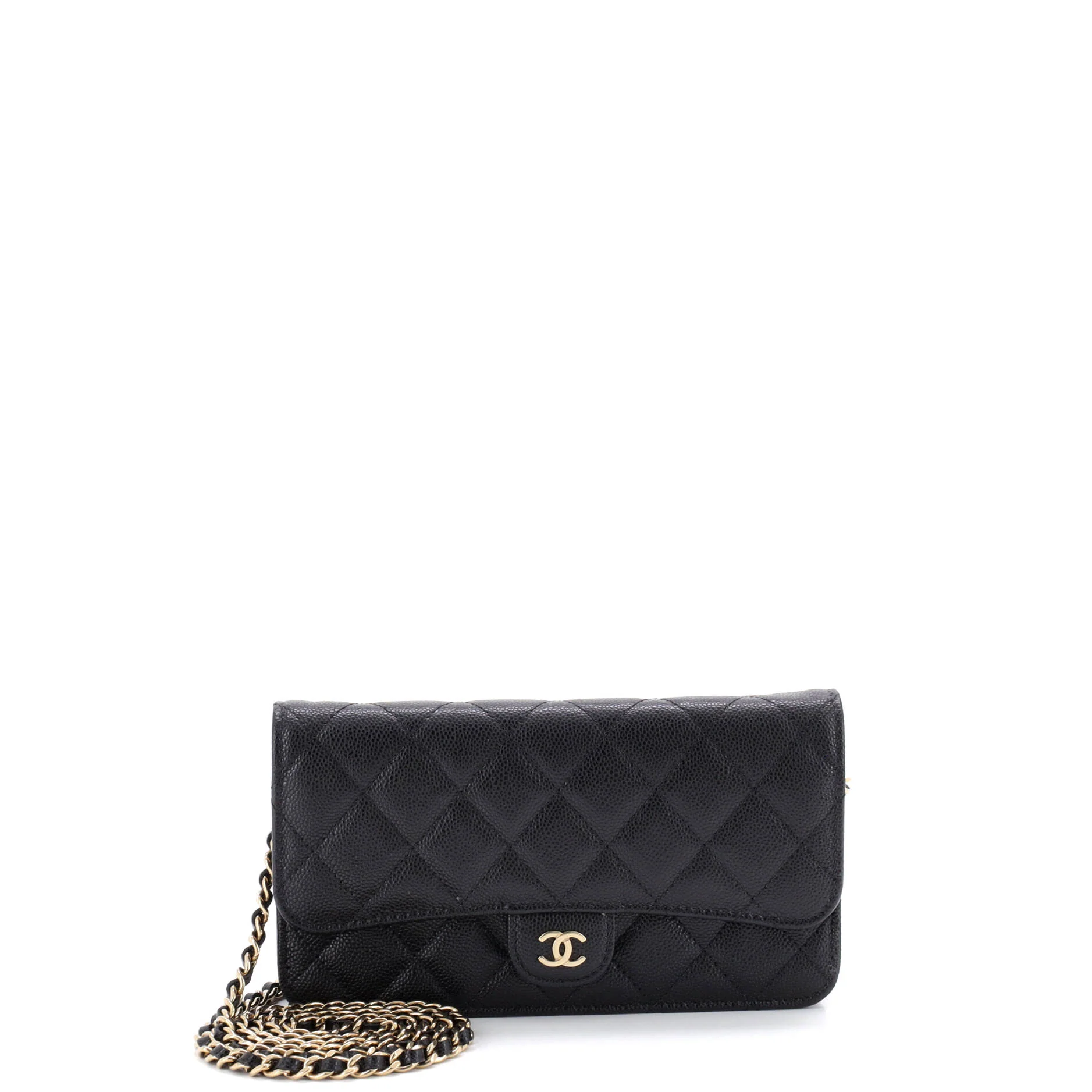 Classic Flap Phone Holder with Chain Quilted Caviar