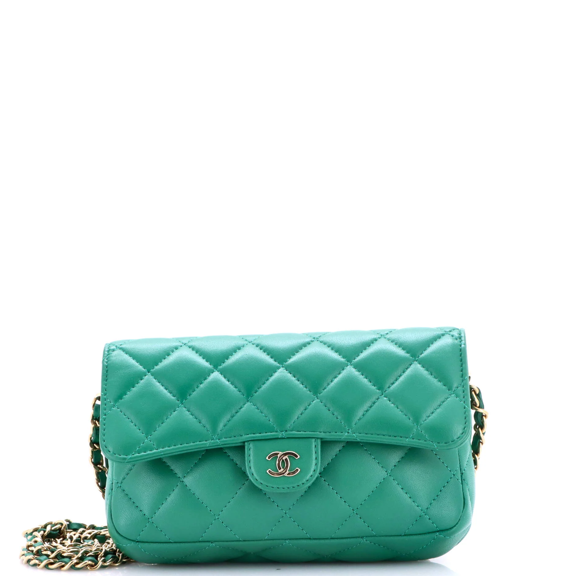 Classic Flap Phone Holder with Chain Quilted Lambskin