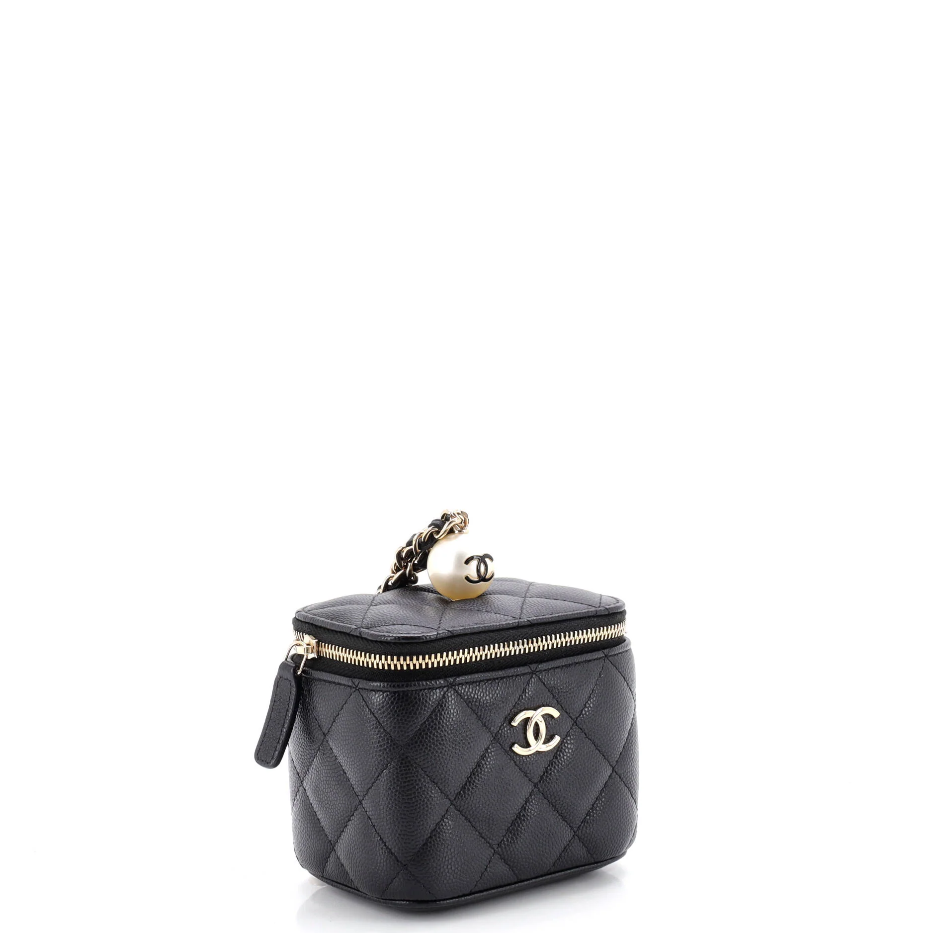 Classic Pearl Vanity Case with Chain Quilted Caviar Mini - Image 3