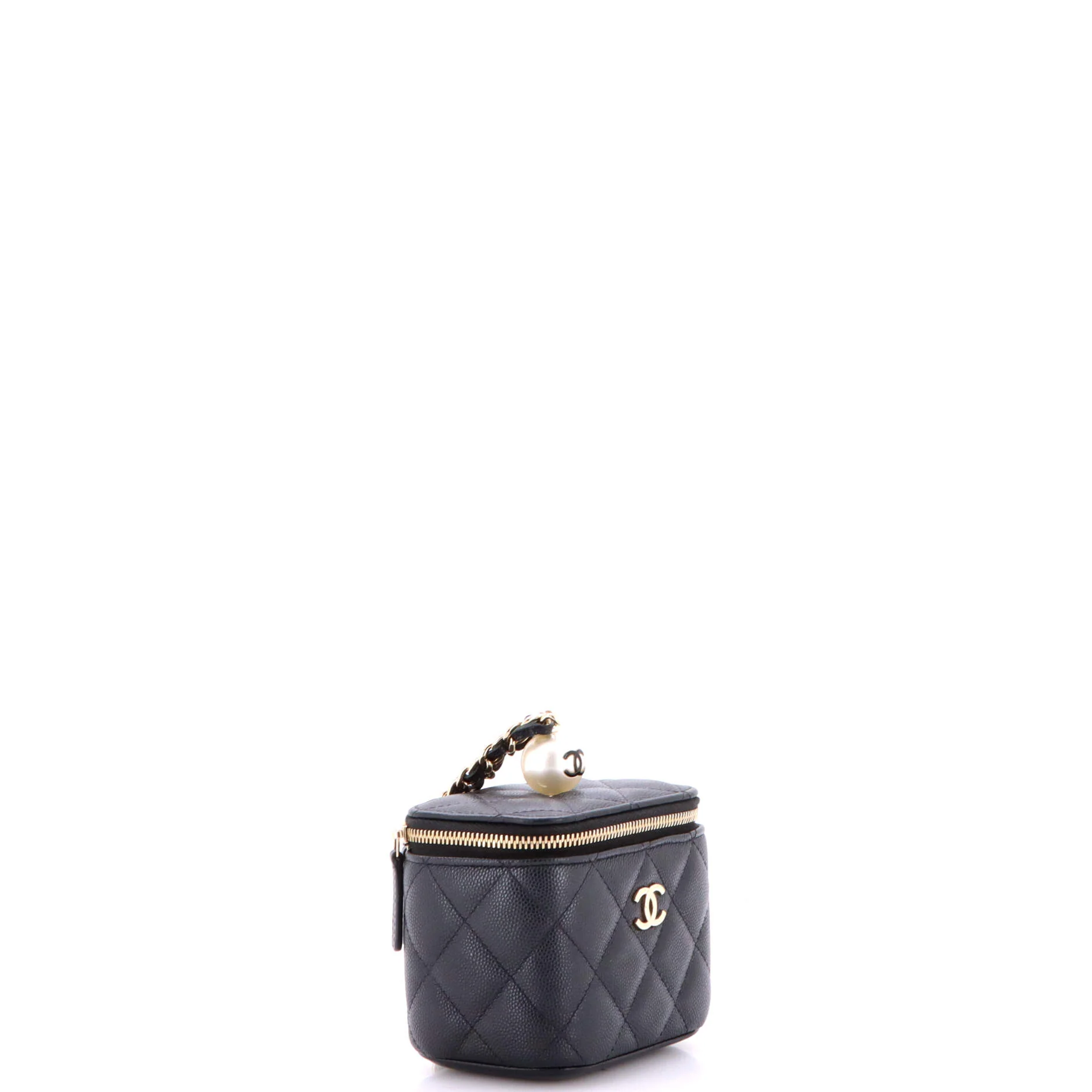 Classic Pearl Vanity Case with Chain Quilted Caviar Mini - Image 2