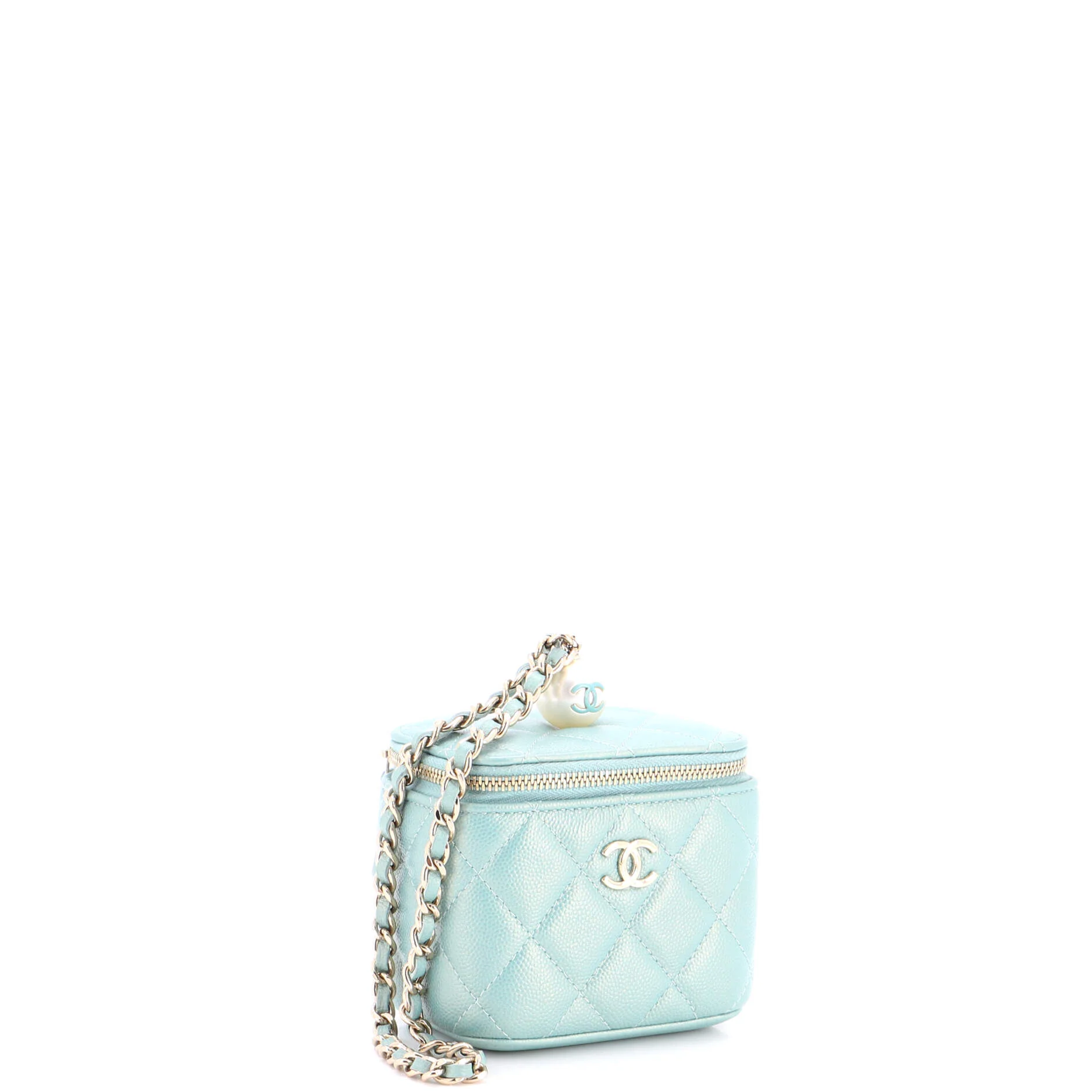 Classic Pearl Vanity Case with Chain Quilted Caviar Mini - Image 2